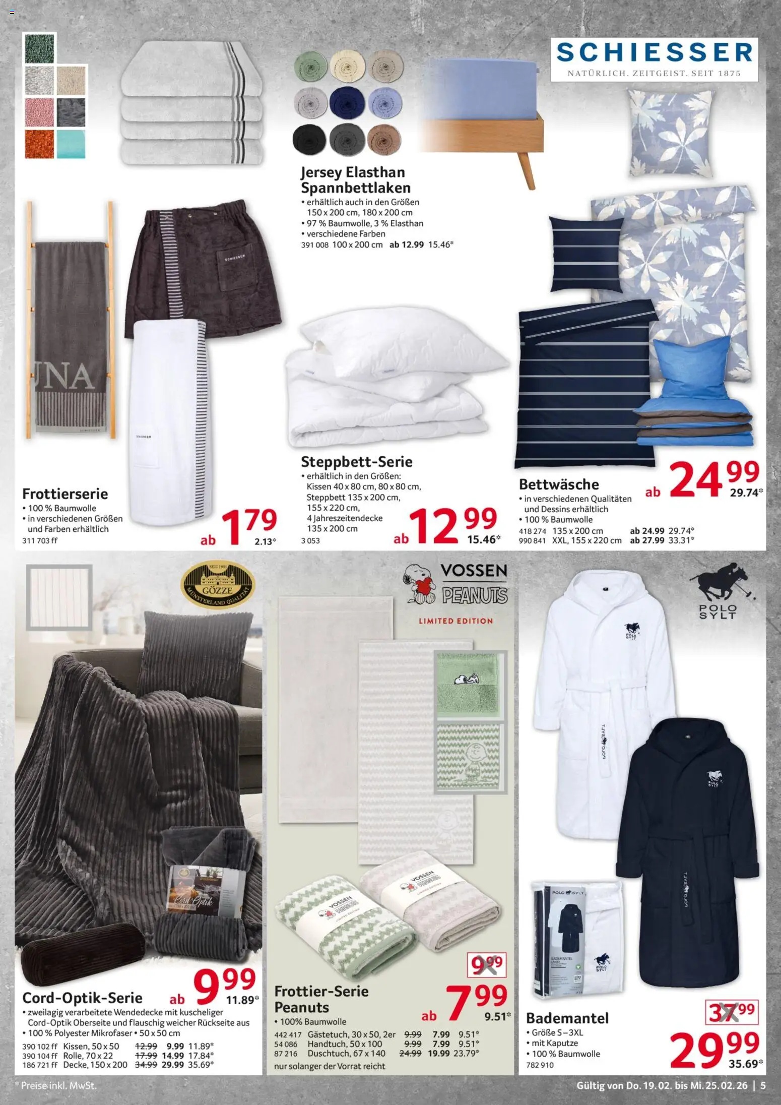 Selgros  Non Food – gültig ab 19.02.2026 | Seite: 5 | Produkte: Kissen, Bettwäsche, Bademantel