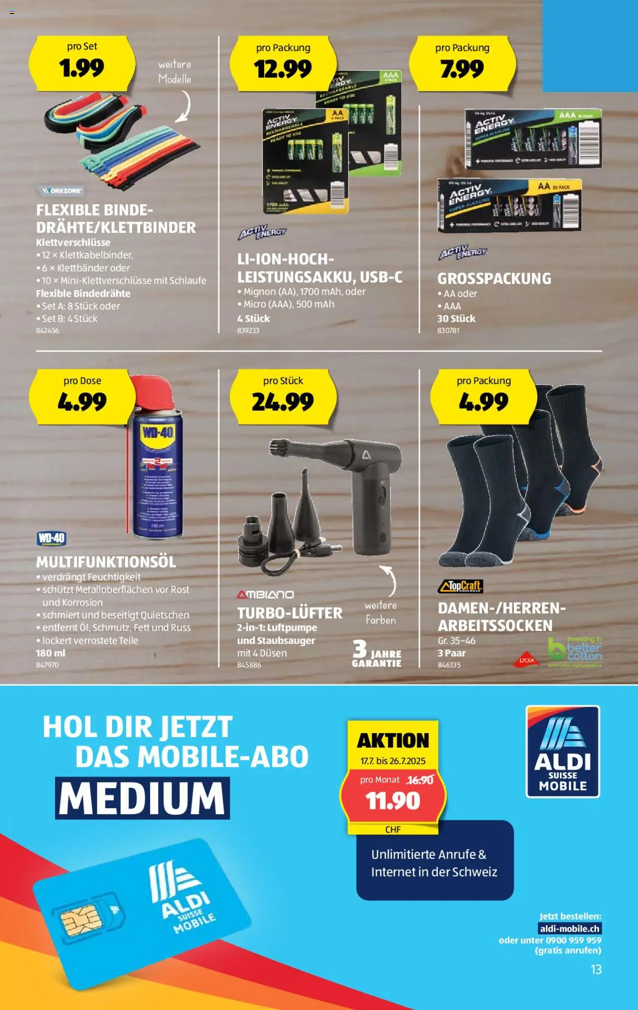 Aldi Aktionen ab 17.07.2025 | Seite: 13 | Produkte: Luftpumpe, Staubsauger