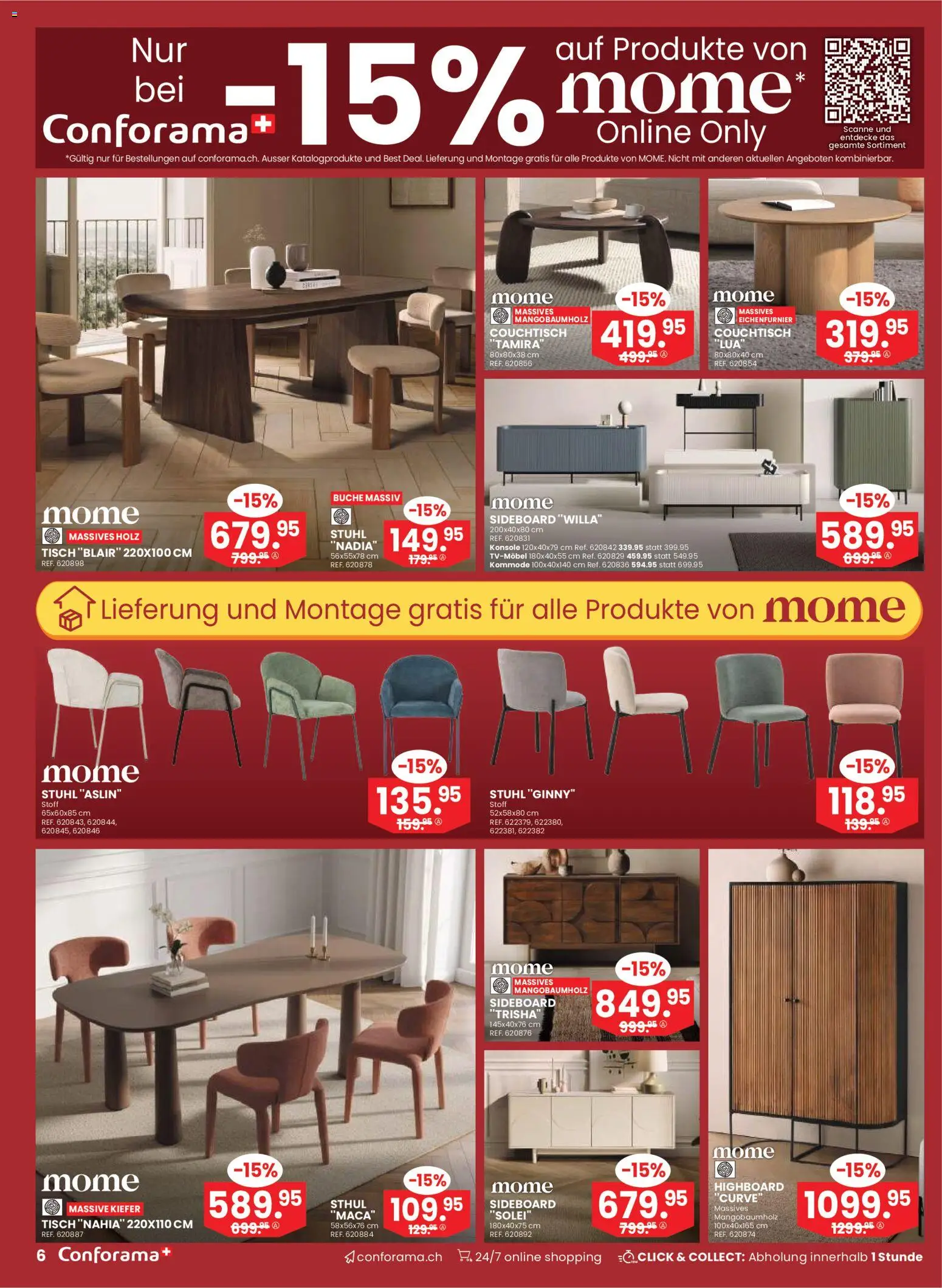 Conforama Aktionen Möbel und Matrazen – gültig ab 28.01.2026 | Seite: 6 | Produkte: Highboard, Kommode, Stuhl, Sideboard