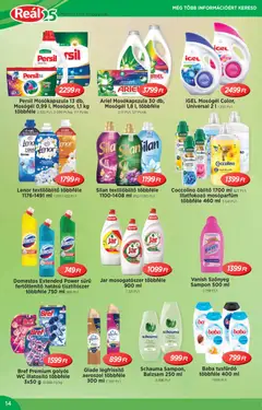 Reál Akciós újság - amely érvényes a következő dátumtól: 14.01.2026 | Oldal: 14 | Termékek: Coccolino, Öblítő, Szőnyeg, Sampon