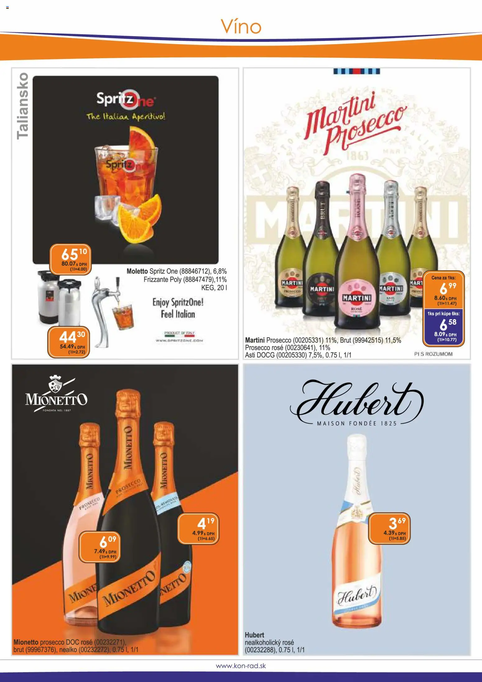 Nové KON - RAD akcie – leták je platný od 01.04.2026 | Strana: 16 | Produkty: Víno, Prosecco, Sprite