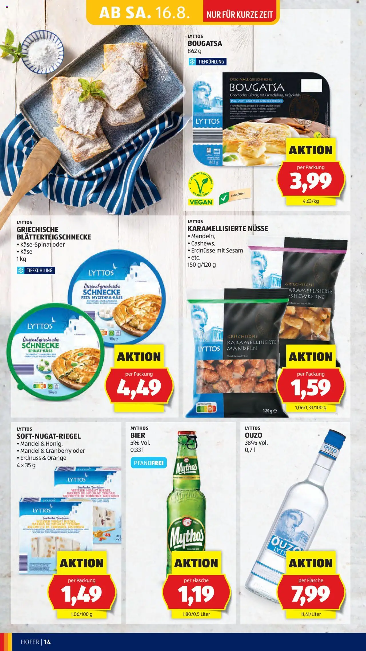 Hofer AT akciós ujság - amely érvényes a következő dátumtól: 14.08.2025 | Oldal: 16 | Termékek: Vegán