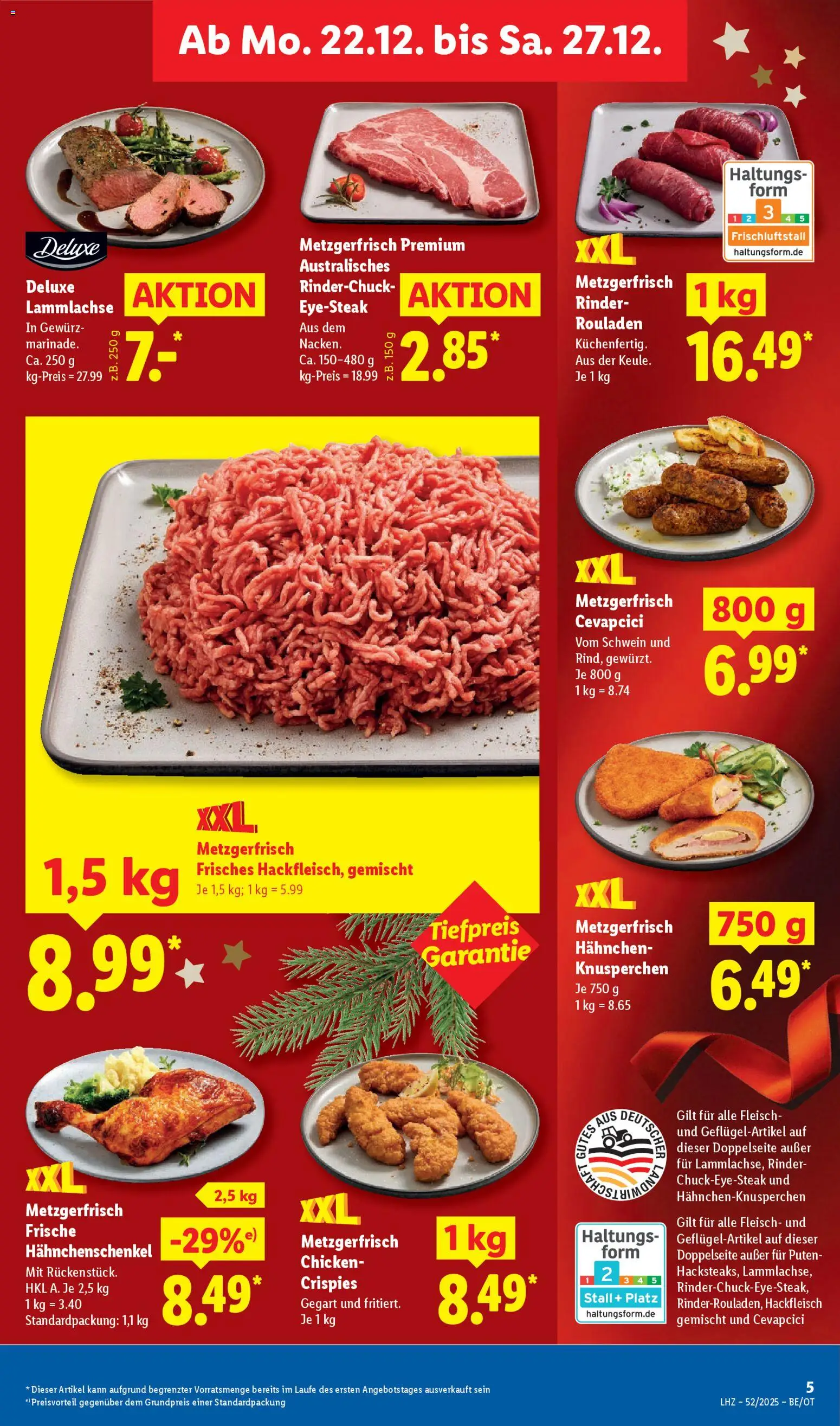 Lidl Prospekt Zossen – gültig ab 22.12.2025 | Seite: 11 | Produkte: Hahnchen, Hahnchenschenkel, Cevapcici, Fleisch