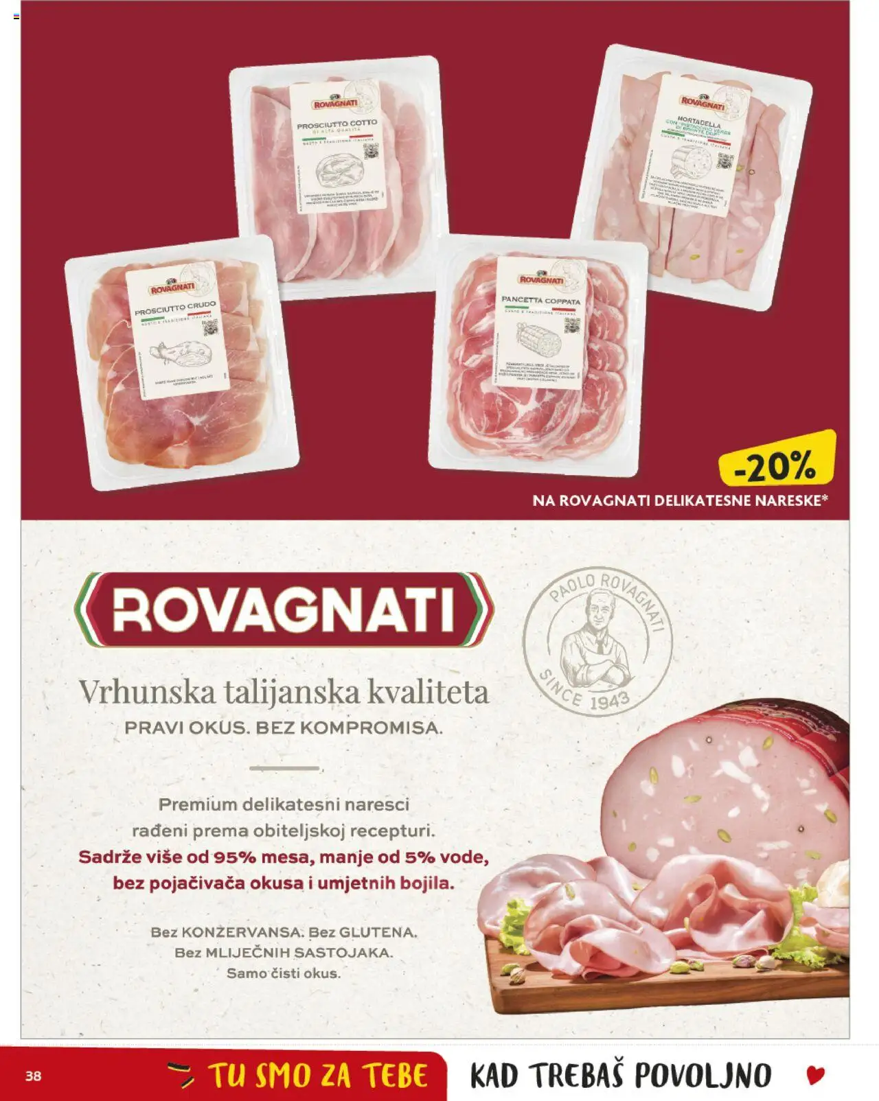 Konzum HR akciós ujság - amely érvényes a következő dátumtól: 27.08.2025 | Oldal: 38 | Termékek: Prosciutto crudo, Mortadella