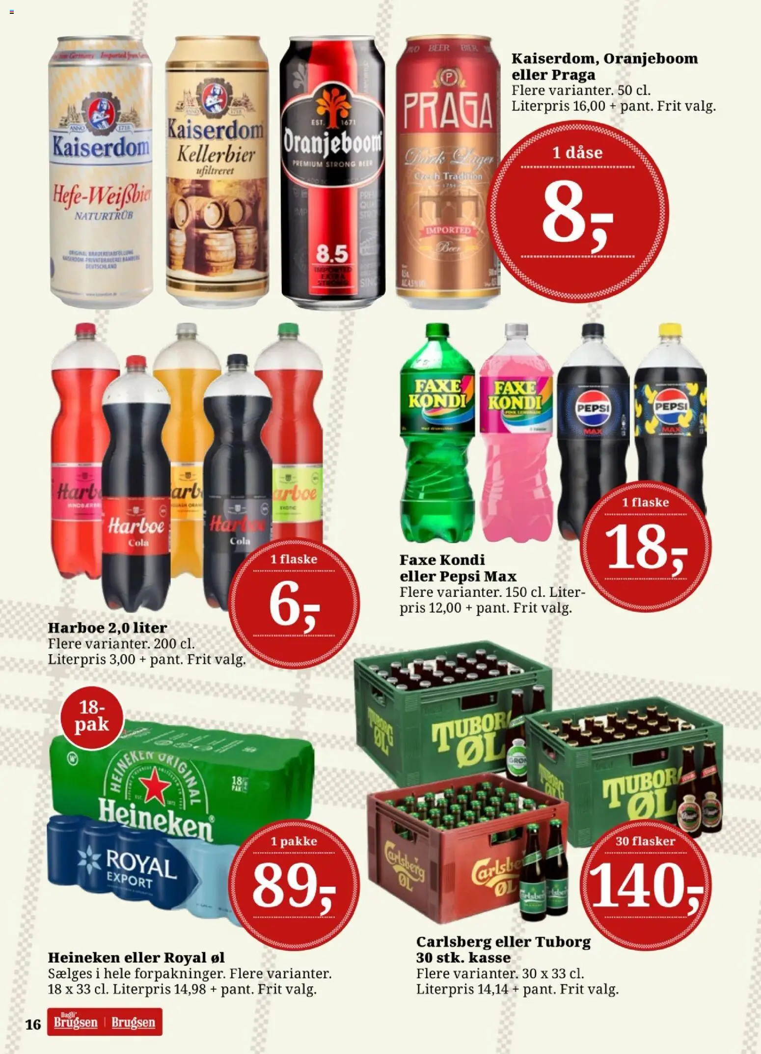 Dagli'Brugsen tilbudsavis – gyldig fra 30.01.2026 | Side: 16 | Produkter: Øl, Faxe Kondi, Cola, Pepsi