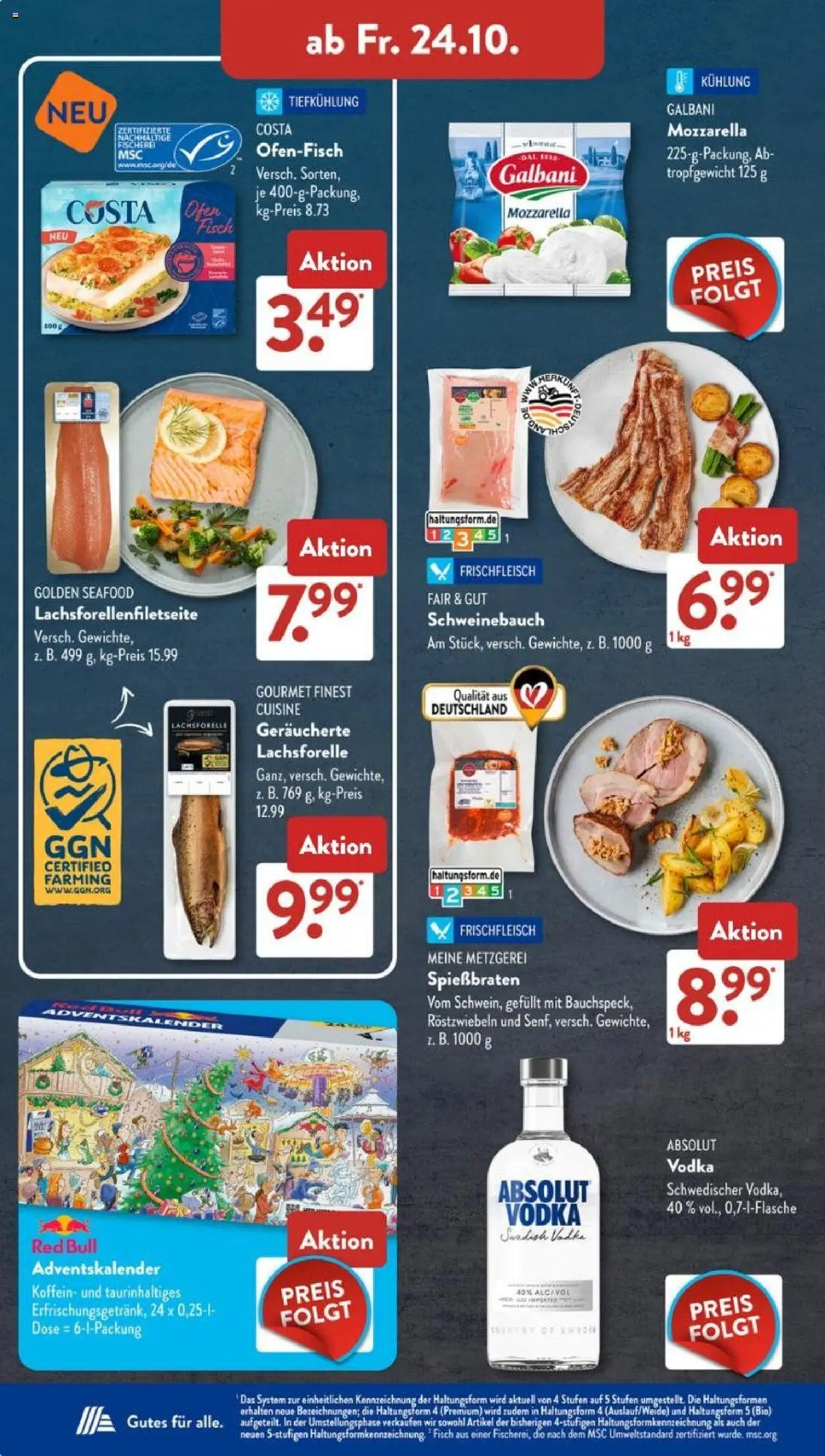 Aldi Süd Prospekt 	 – gültig ab 20.10.2025 | Seite: 14 | Produkte: Red bull, Schweinebauch, Fisch, Vodka