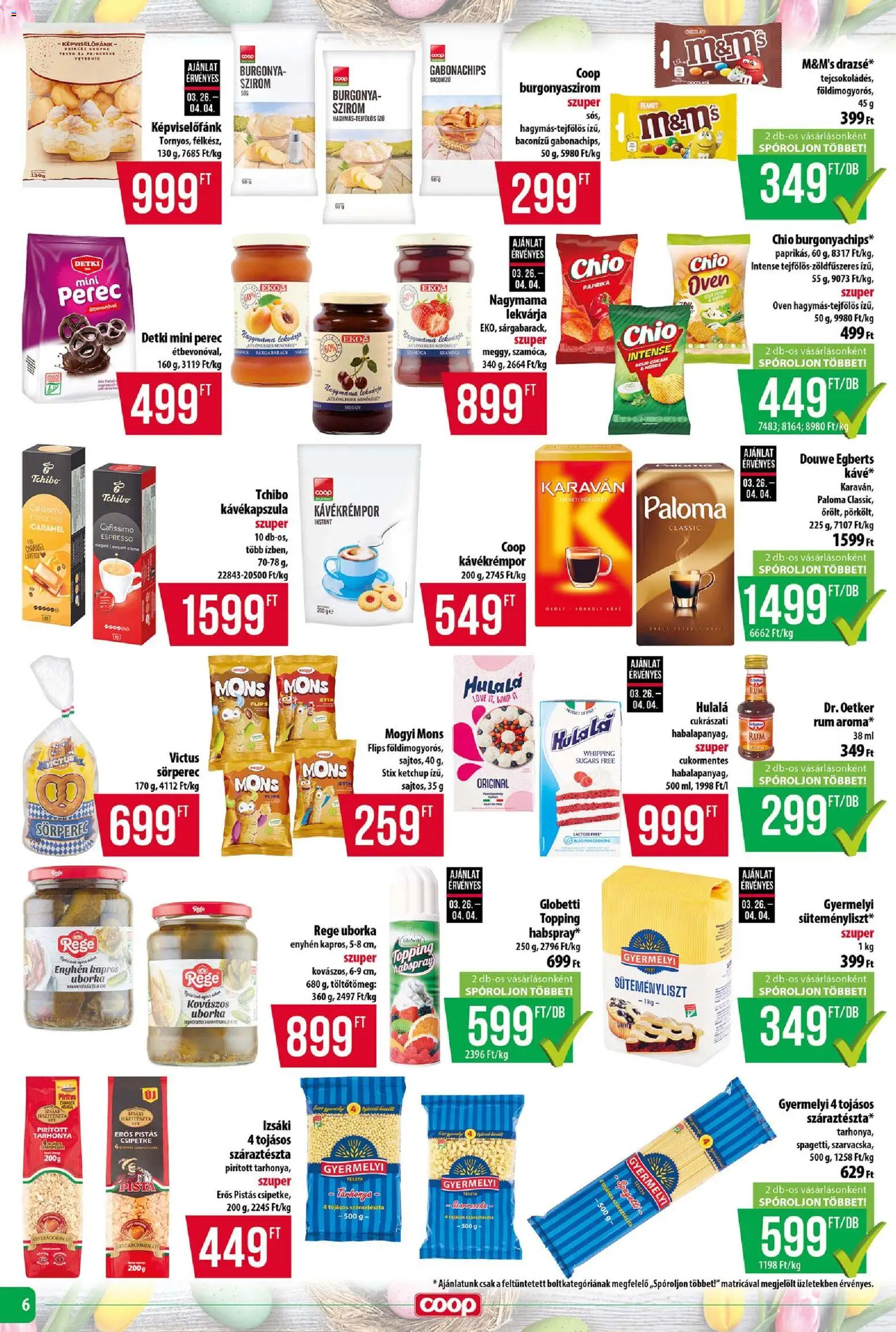 COOP akciós ujság - amely érvényes a következő dátumtól: 26.03.2026 | Oldal: 6 | Termékek: Burgonya, Burgonyaszirom, Tészta, Ketchup