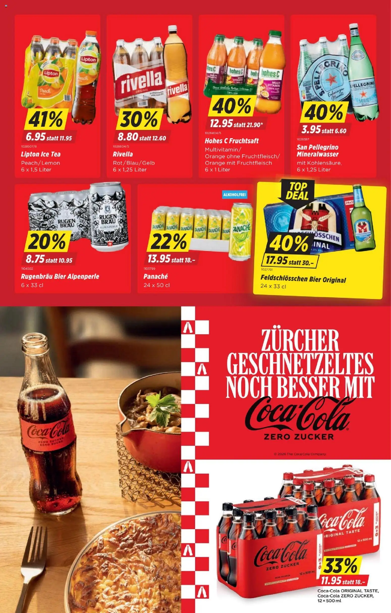 Denner Aktionen – gültig ab 12.02.2026 | Seite: 12 | Produkte: Coca Cola, Mineralwasser, Bier, Zucker