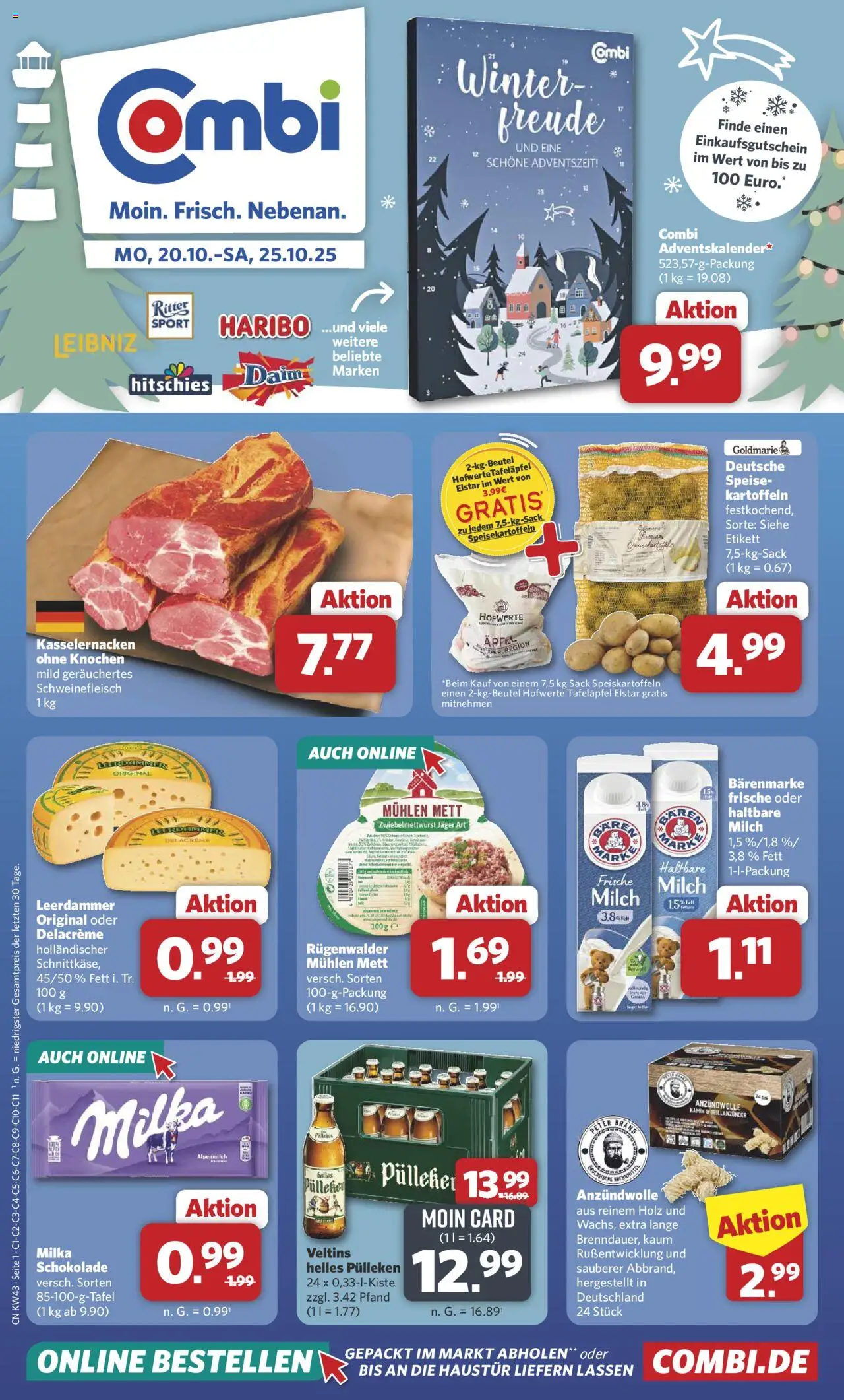 Combi Prospekt 	 – gültig ab 20.10.2025 | Seite: 1 | Produkte: Kamin, Haribo, Schokolade, Veltins