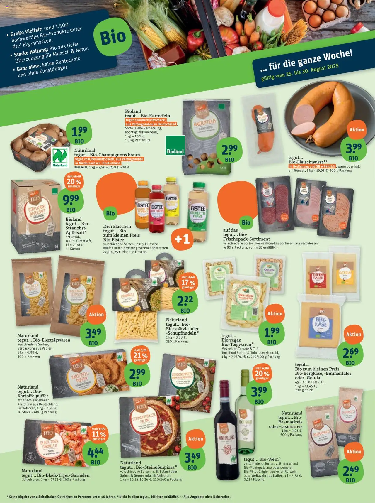 Tegut Prospekt - gültig ab dem 25.08.2025 | Seite: 2 | Produkte: Käse, Weißwein, Garnelen, Salami