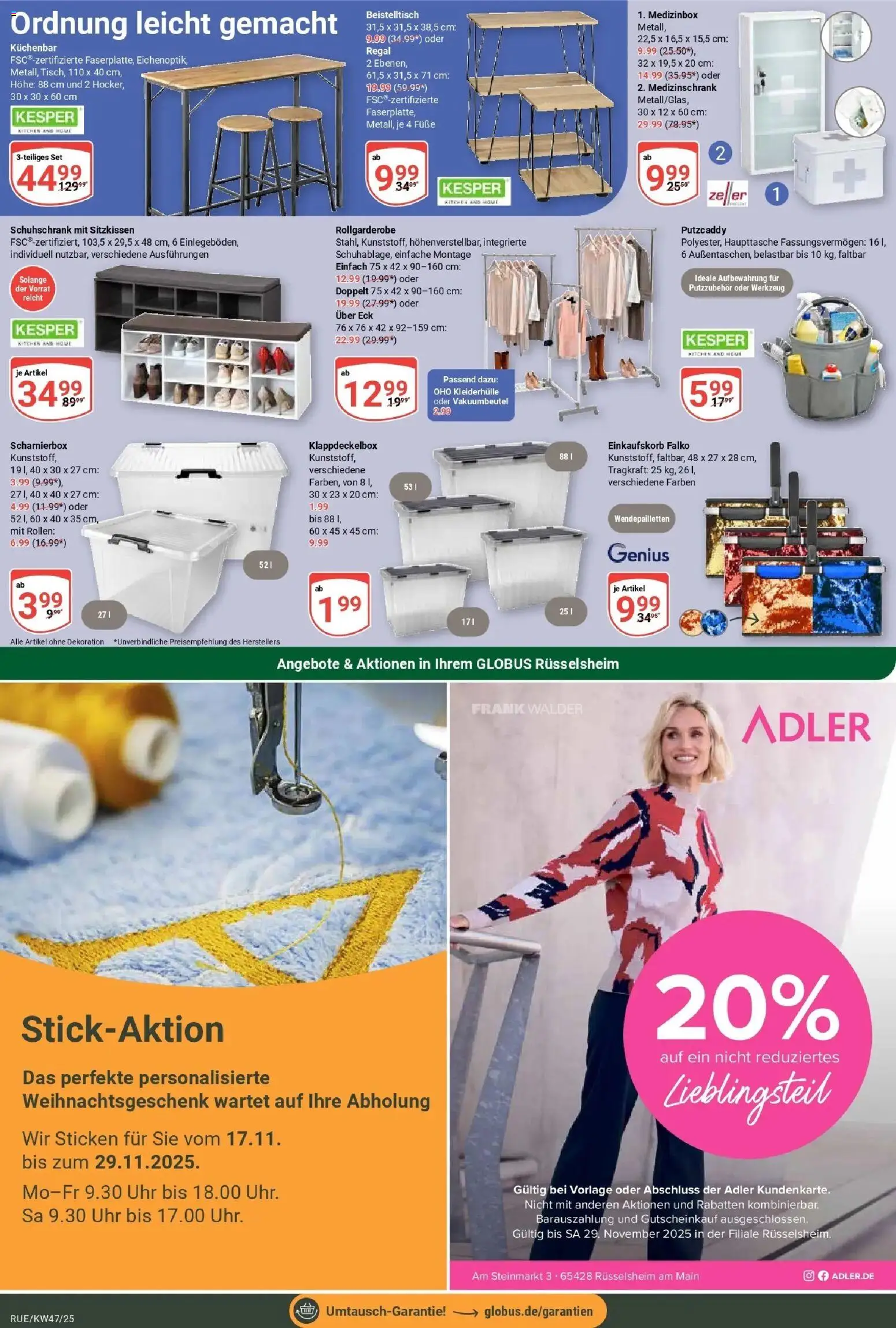 Globus prospekt Rüsselsheim	 – gültig ab 17.11.2025 | Seite: 23 | Produkte: Beistelltisch, Regal, Uhr