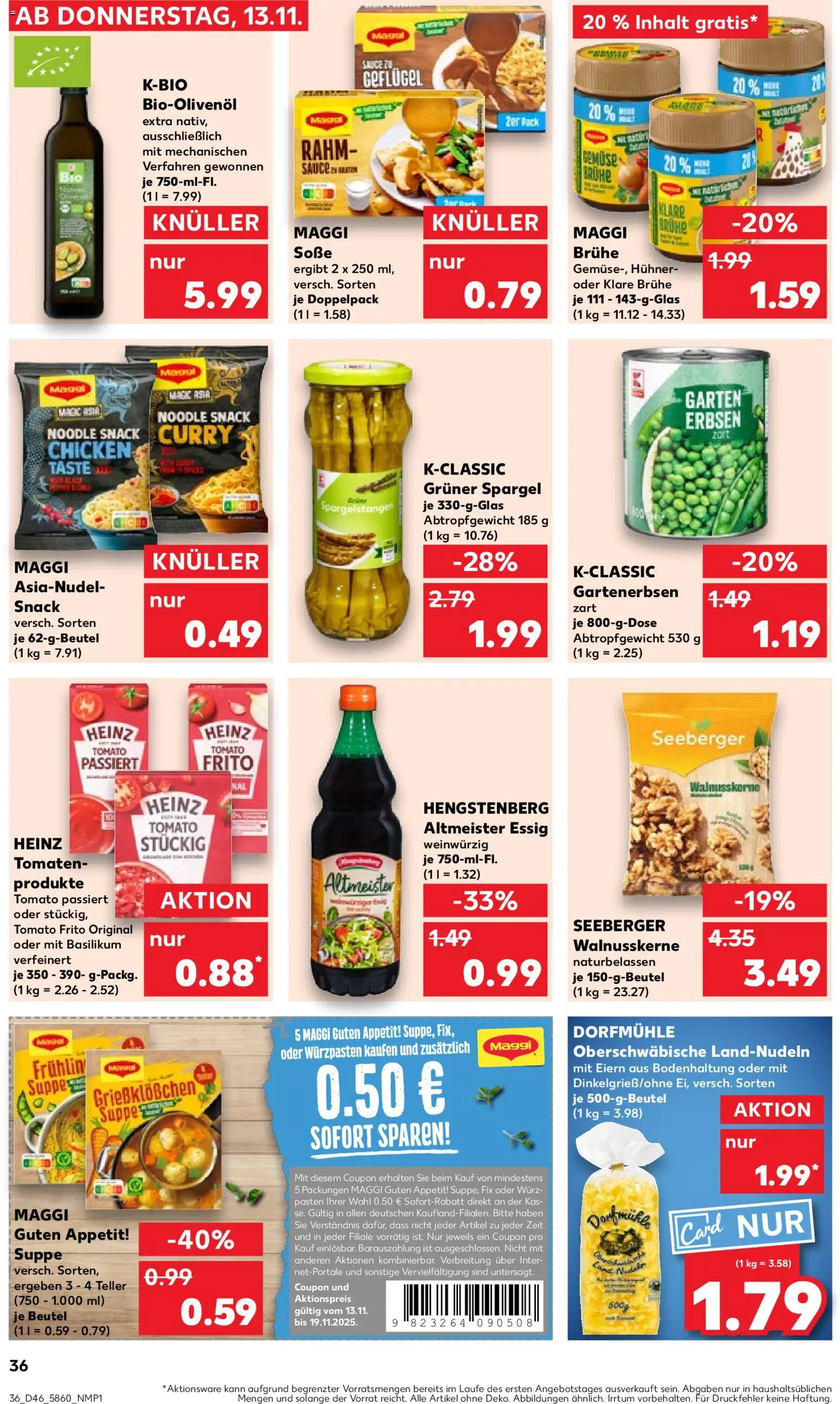 Kaufland prospekt Stuttgart	 – gültig ab 13.11.2025 | Seite: 36 | Produkte: Maggi, Spargel, Soße, Maus