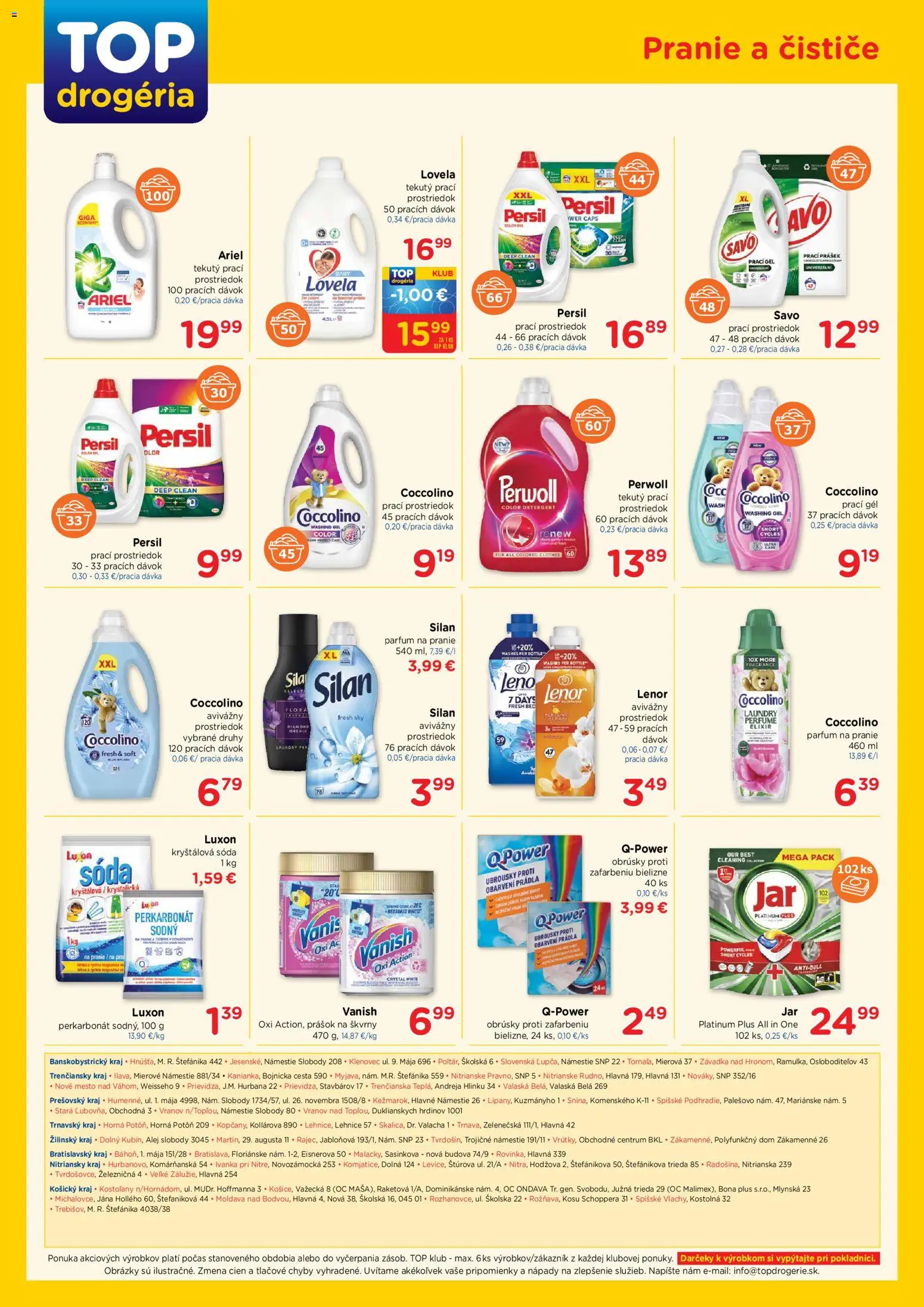 Nové TOP Drogéria akcie – leták je platný od 07.04.2026 | Strana: 4 | Produkty: Lovela, Perwoll, Savo, Vanish