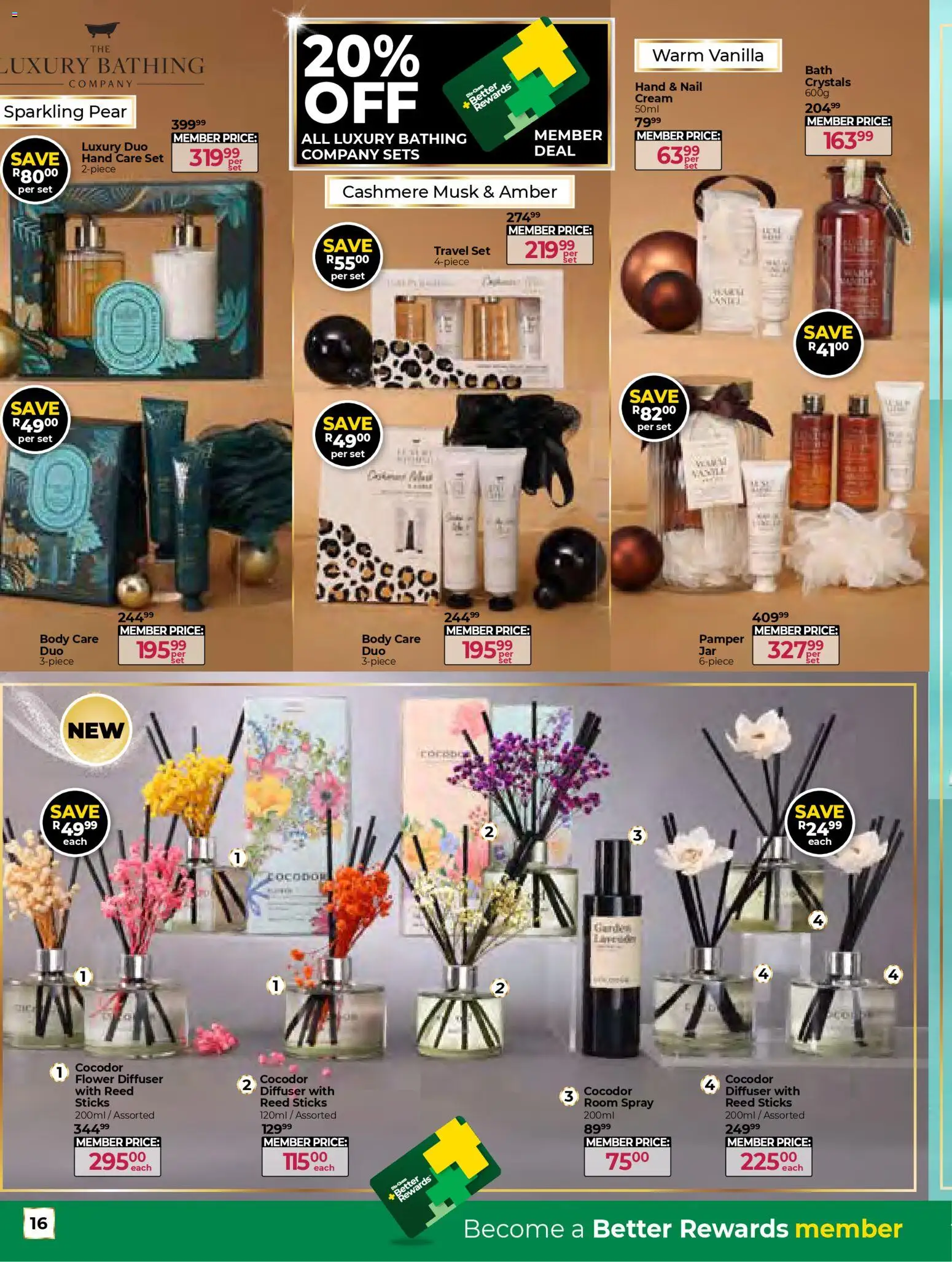 New Dis-Chem catalogue – valid from 25.11.2025 | Page: 16 | Products: Room spray, Diffuser, Bath, Cream