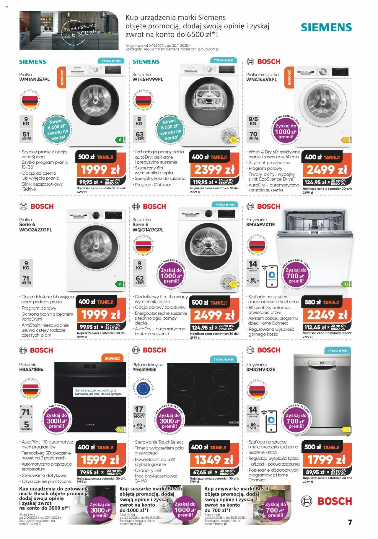 Max elektro Gazetka od 02.10.2025 | Strona: 7 | Produkty: Płyta indukcyjna, Pralka, Piekarnik, Kosz