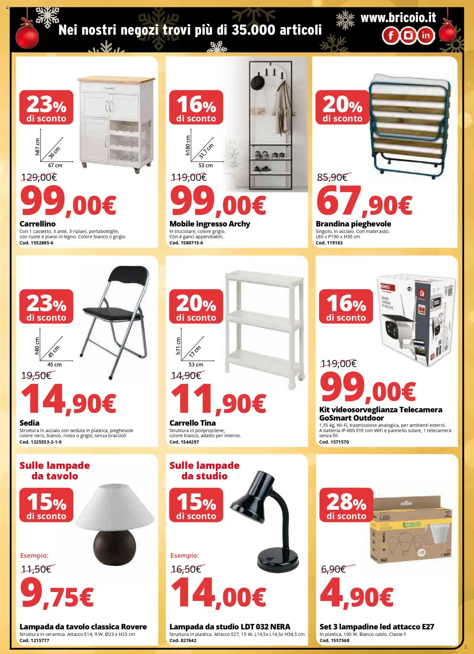 Volantino Brico io del 06.12.2025 | Pagina: 3 | Prodotti: Mobile, Carrello, Tavolo, Sedia