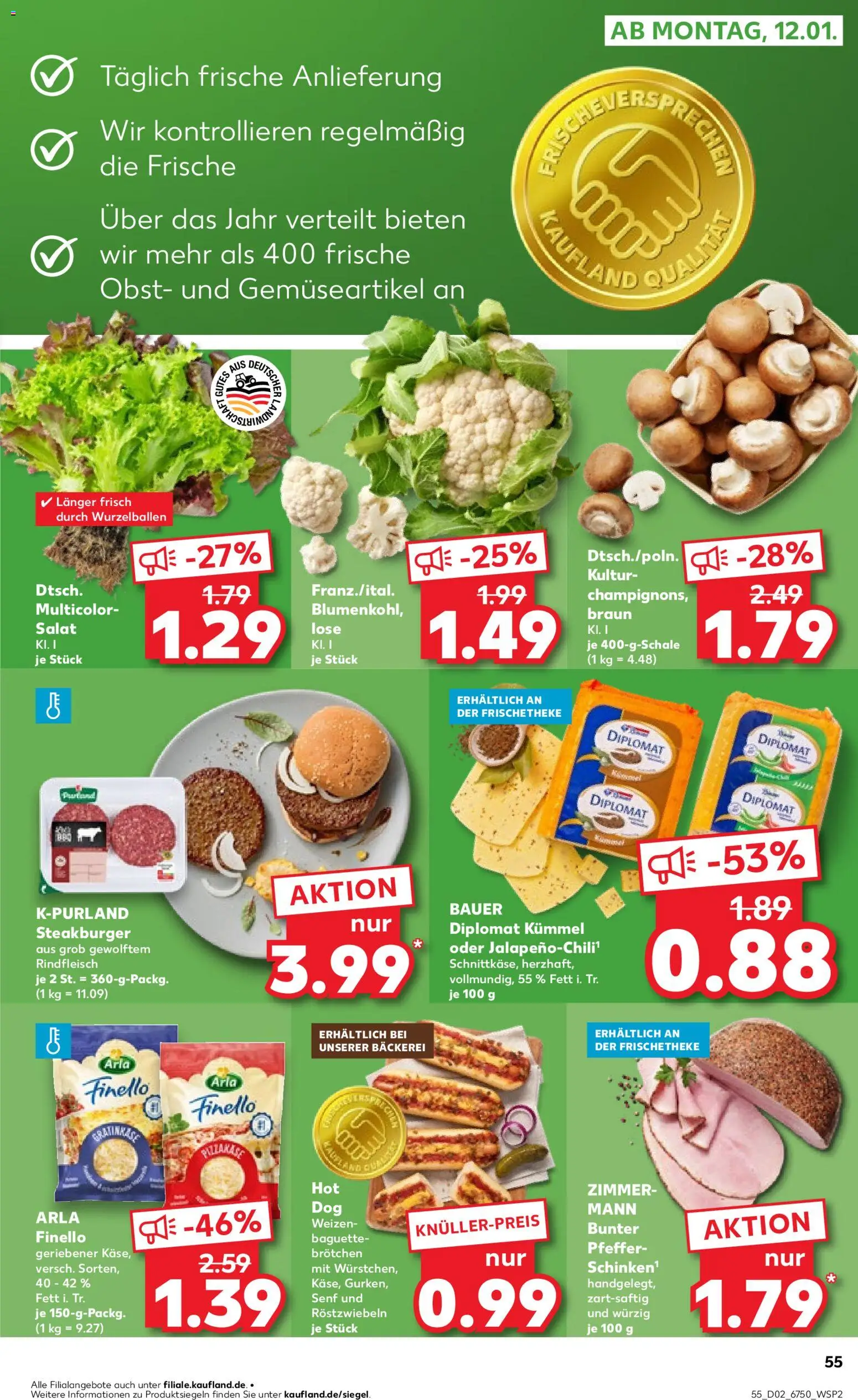 Kaufland Prospekt 	 – gültig ab 08.01.2026 | Seite: 55 | Produkte: Pfeffer, Rindfleisch, Steak, Salat