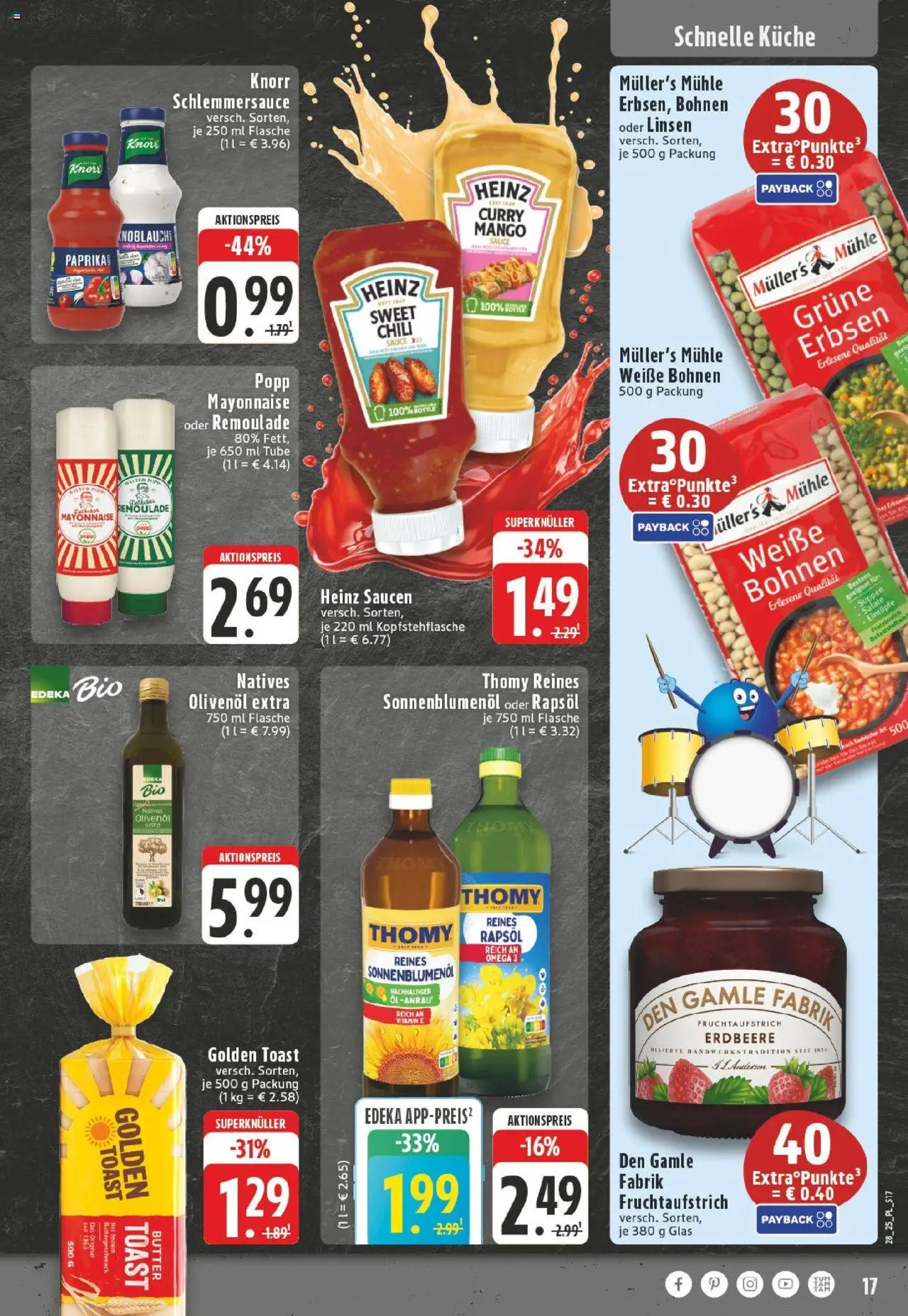 Edeka prospekt Goch	 - gültig ab dem 06.07.2025 | Seite: 17 | Produkte: Toast, Olivenol, Mayonnaise, Erbsen