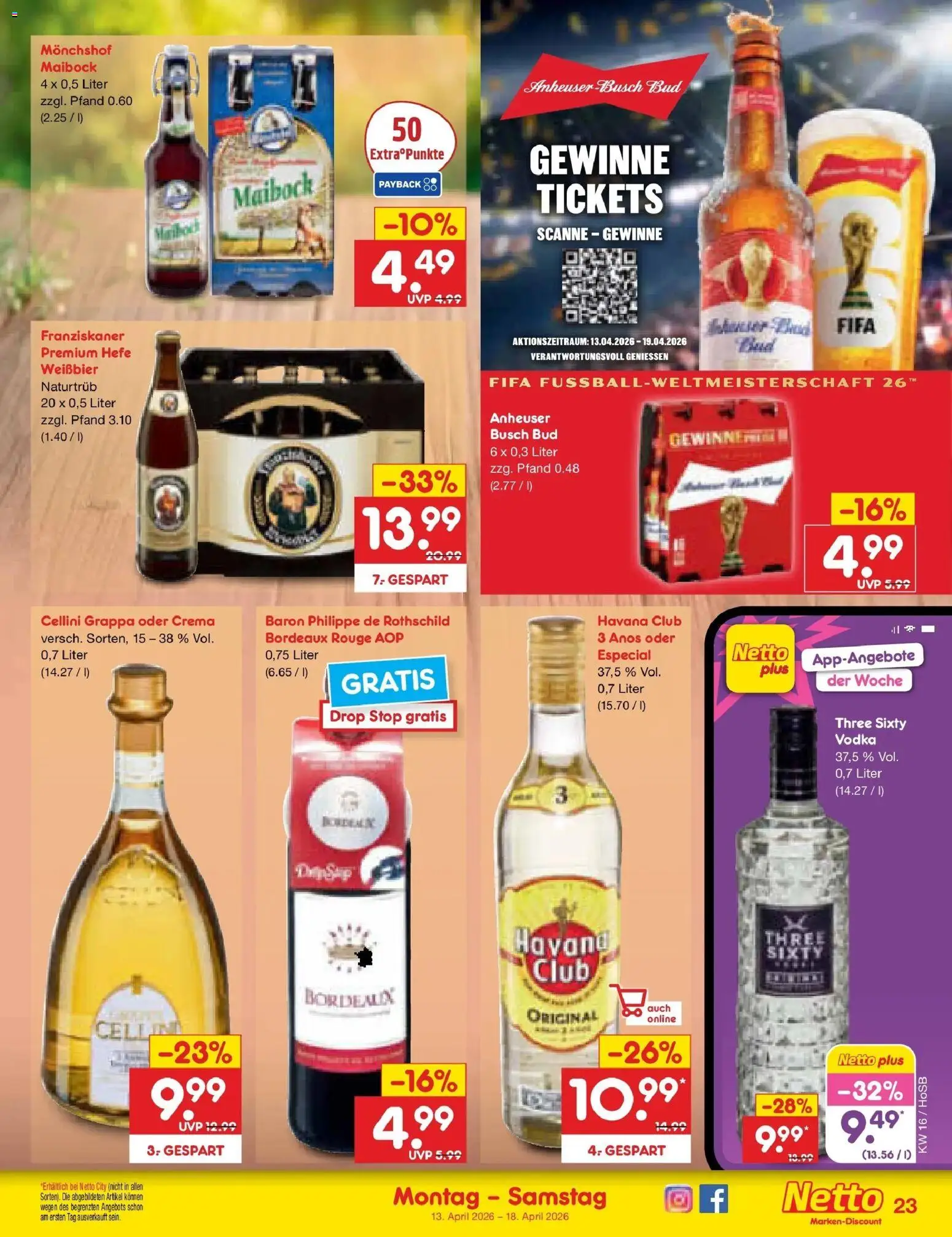 Netto Marken-Discount Prospekt Hannover	 – gültig ab 13.04.2026 | Seite: 35 | Produkte: Havana club, Franziskaner, Weißbier, Rouge