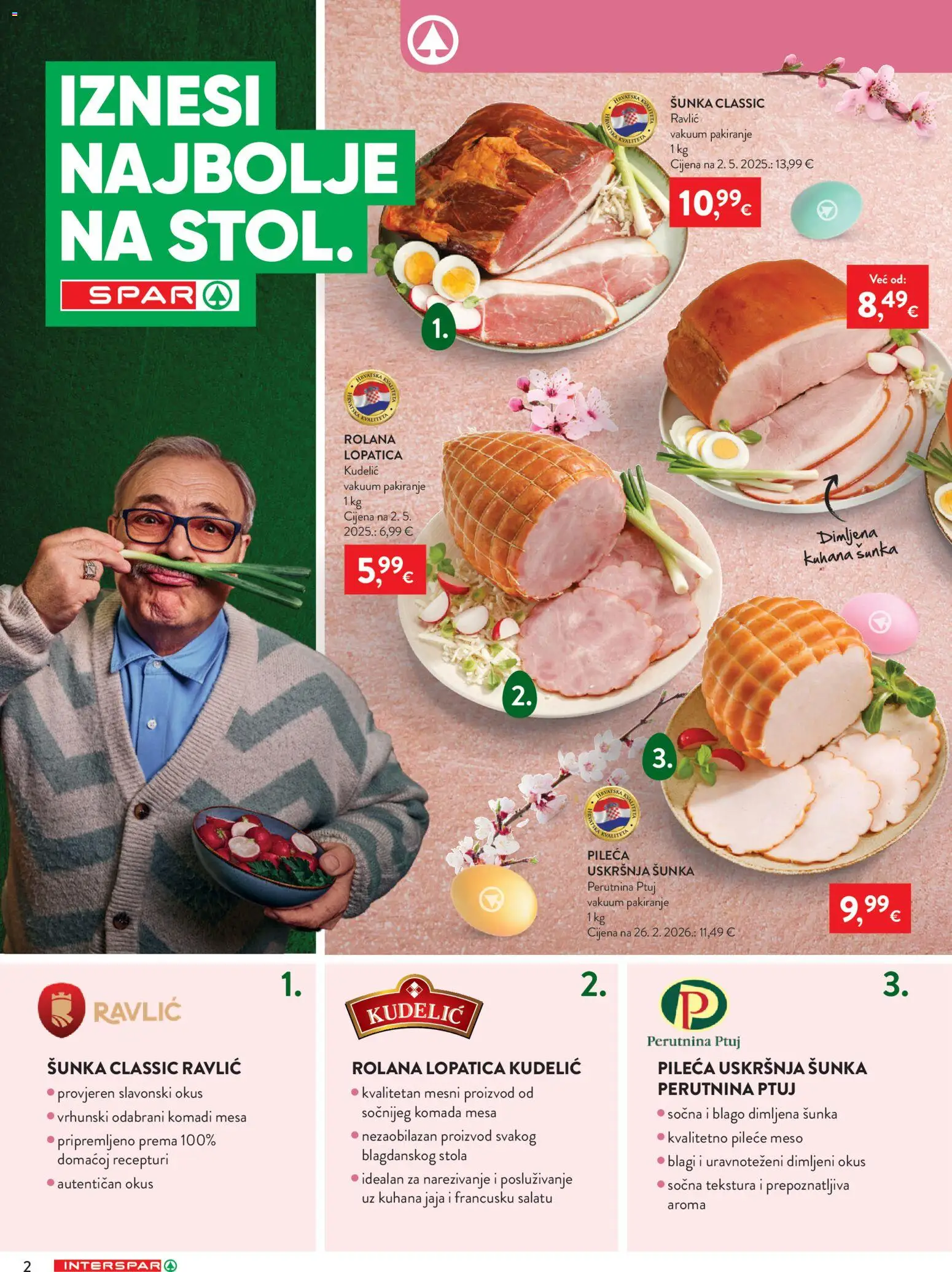 Interspar katalog | vrijedi od 25.03.2026 | Stranica: 2 | Proizvodi: Meso, Šunka, Perutnina Ptuj, Lopatica