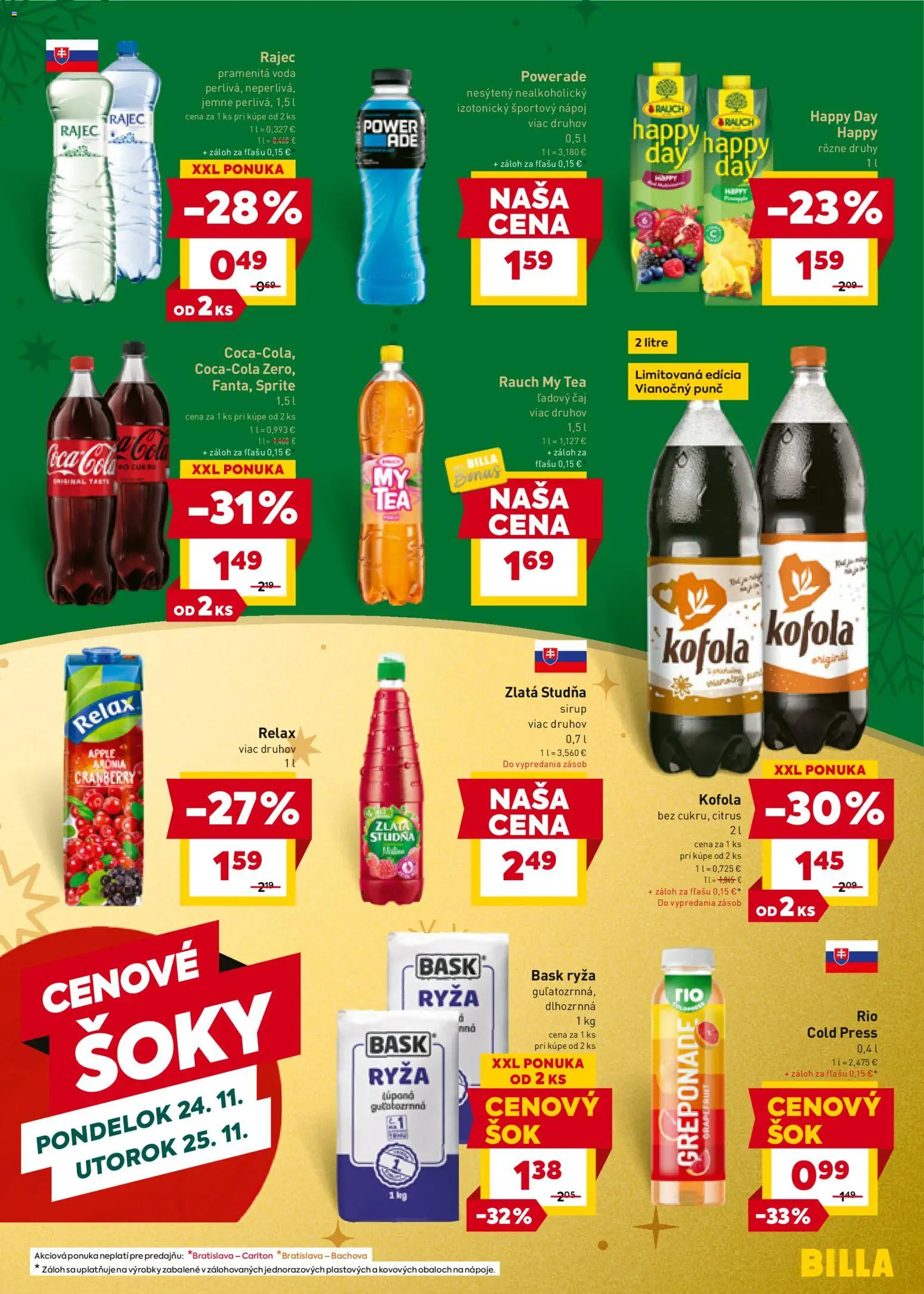 Nové Billa akcie – leták je platný od 19.11.2025 | Strana: 17 | Produkty: Ryža, Kofola, Sprite, Grapefruit