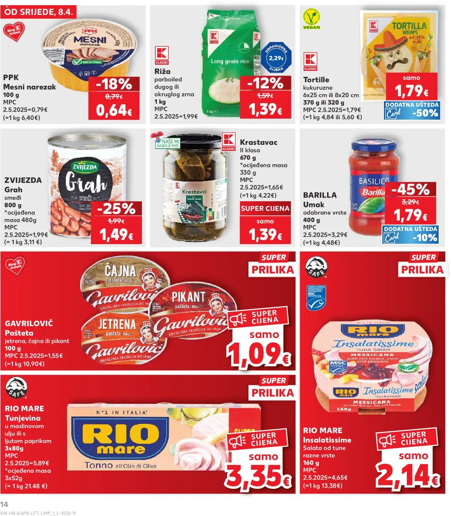 Kaufland katalog | vrijedi od 08.04.2026 | Stranica: 14 | Proizvodi: Grah, Riža, Paprika, Umak