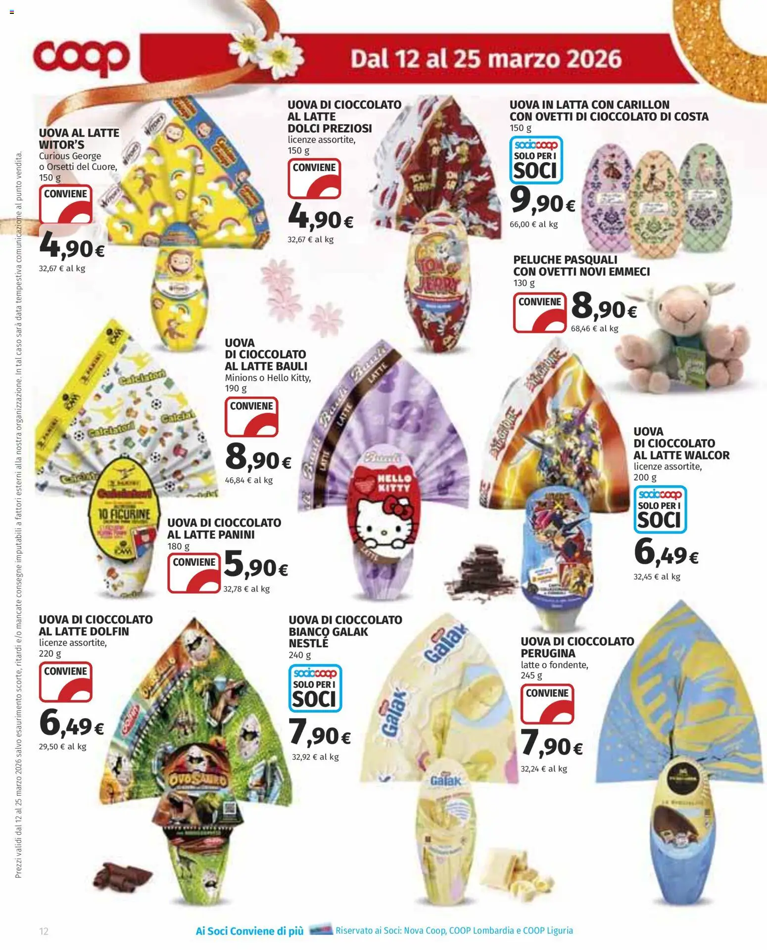 Volantino COOP del 12.03.2026 | Pagina: 12 | Prodotti: Peluche, Uova, Cioccolato, Data