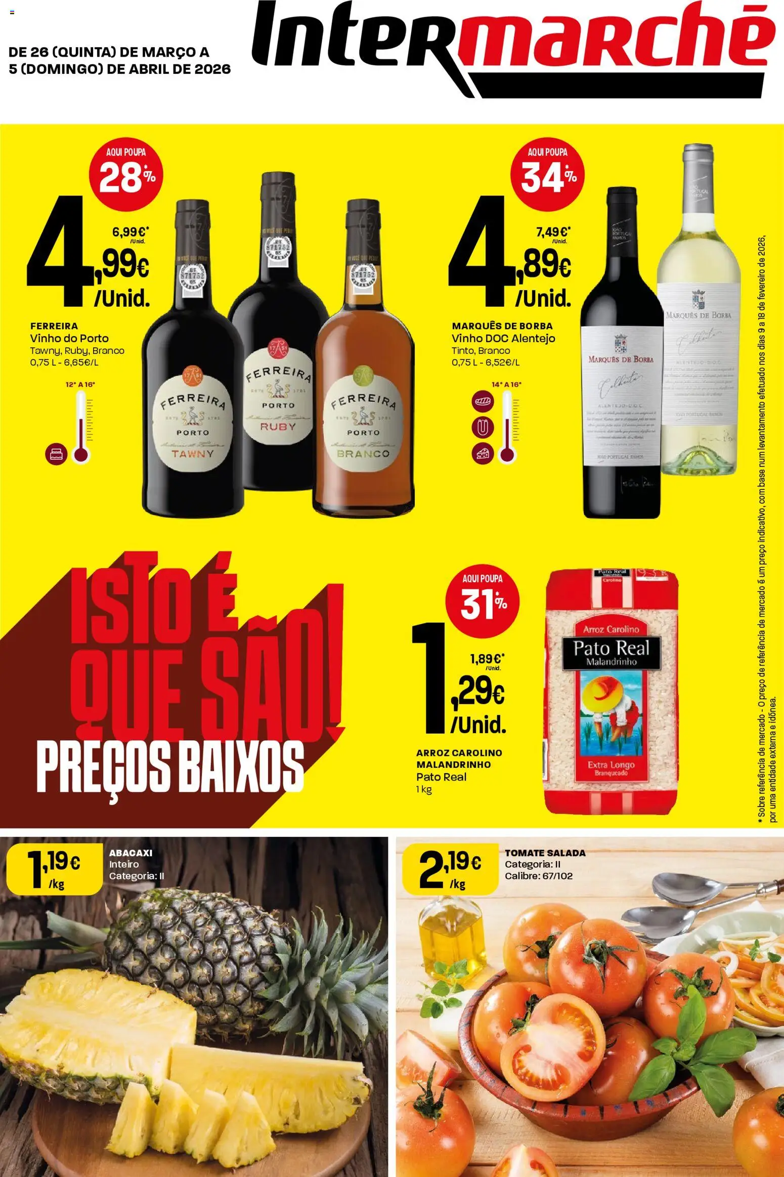 Intermarché Folheto Mini │ válido de 26.03.2026 | Página: 1 | Produtos: Vinho, Tomate, Abacaxi, Salada