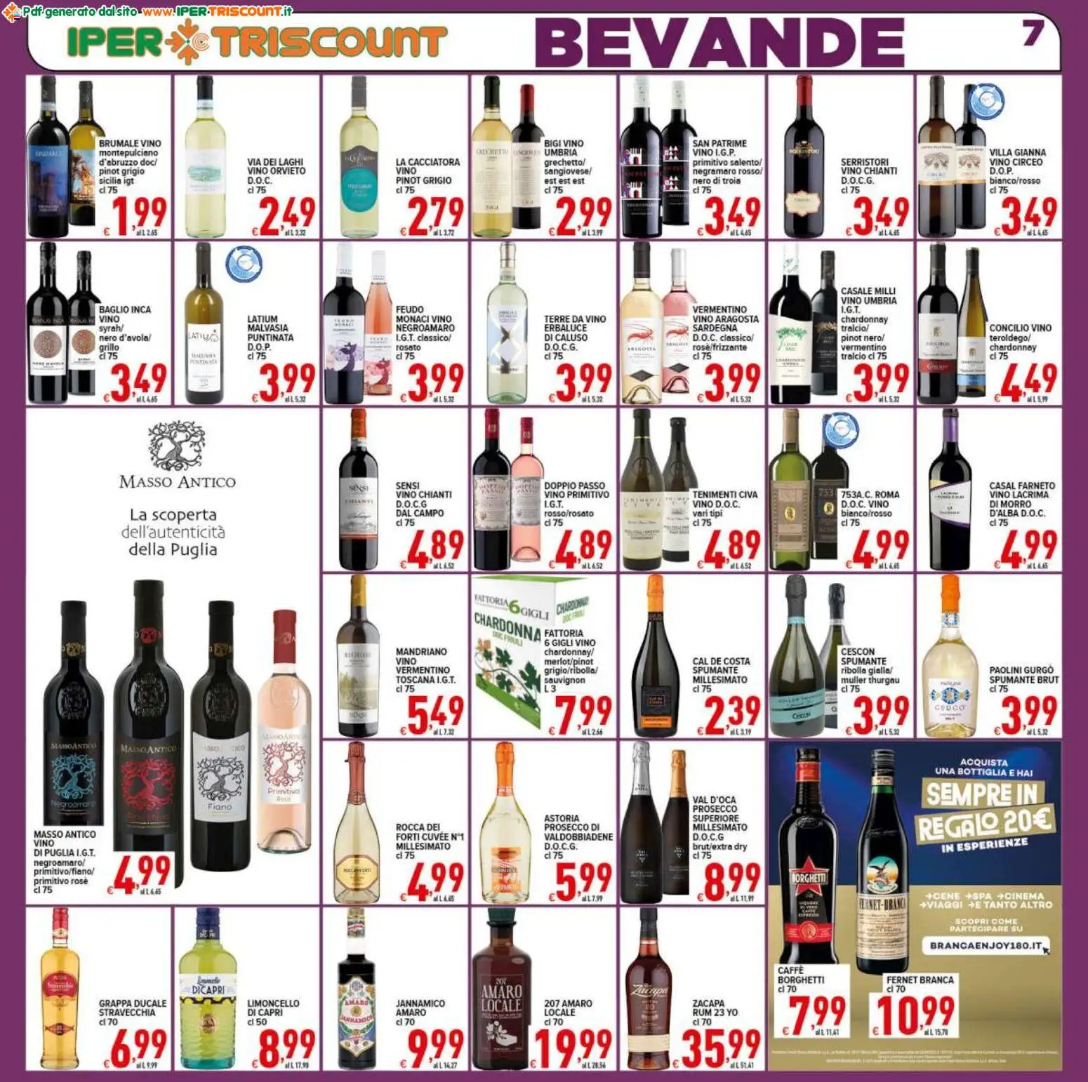 Volantino Ipertriscount del 07.11.2025 | Pagina: 7 | Prodotti: Vino, Rum, Bottiglia, Grappa