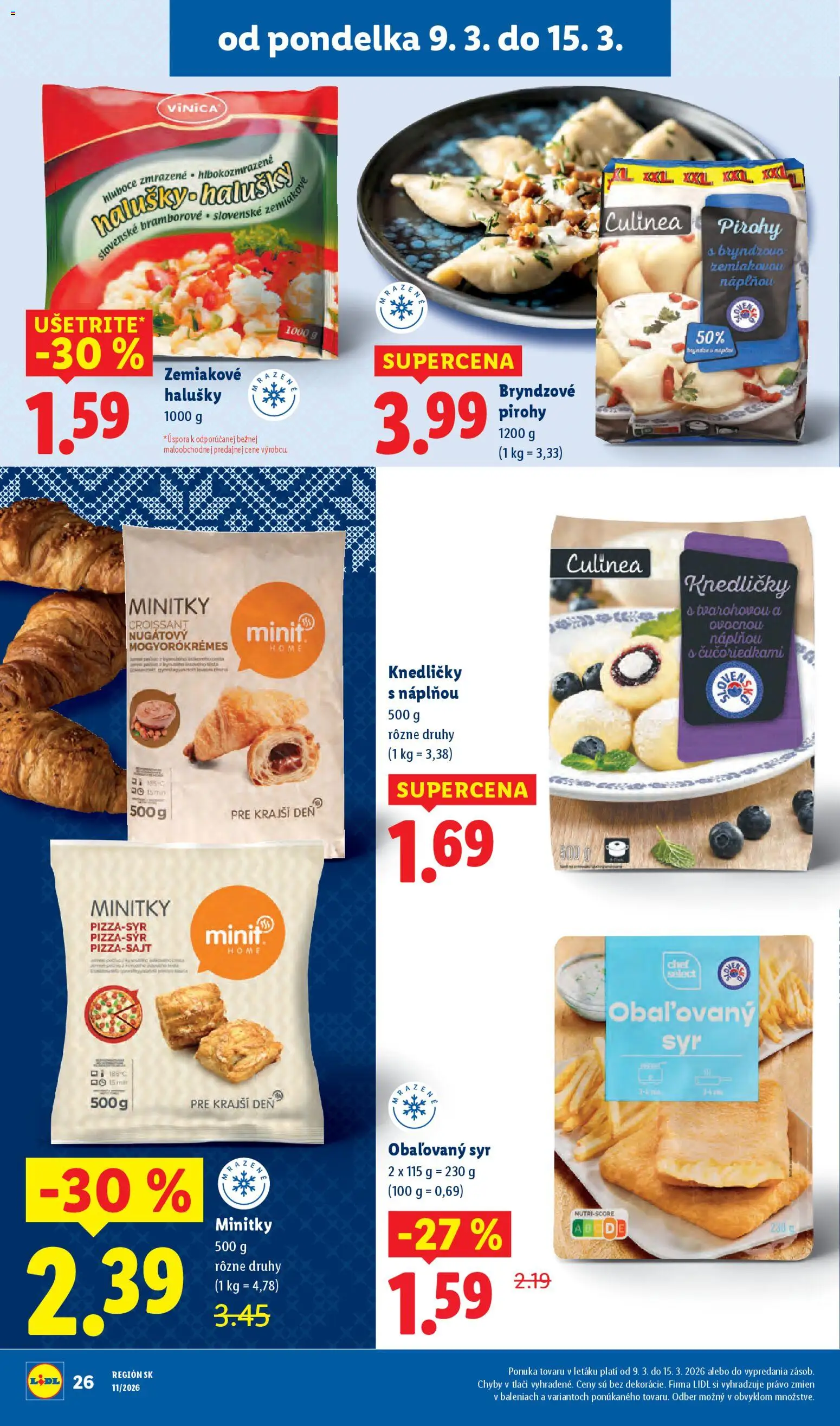 Nové Lidl akcie – leták je platný od 12.03.2026 | Strana: 70 | Produkty: Syr, Pirohy, Croissant, Pero