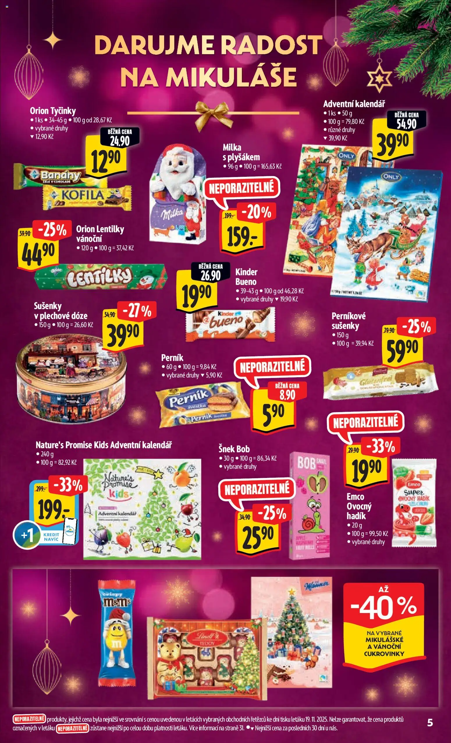 Albert leták - Hypermarket od 26.11.2025 | Strana: 12 | Produkty: Milka, Kalendář, Kofila, Lentilky