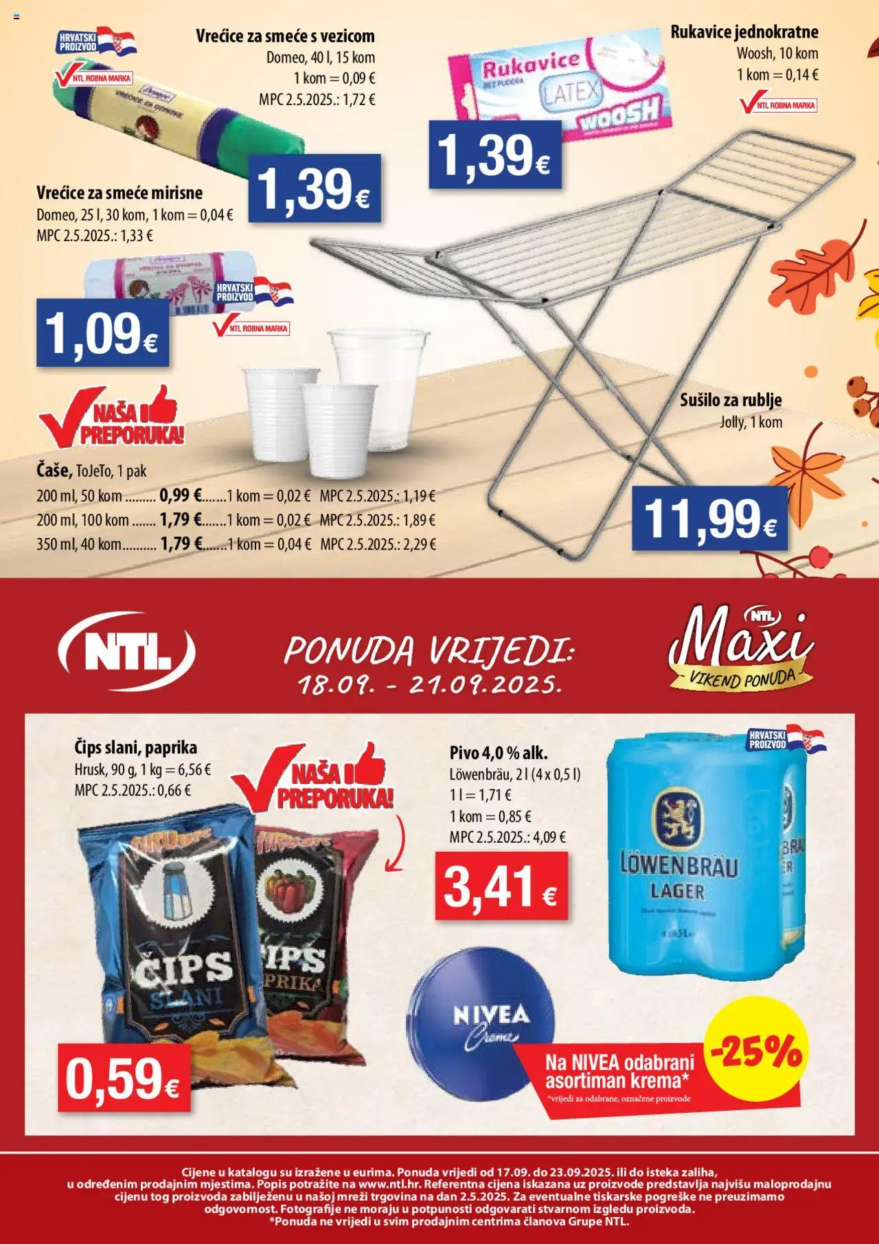 NTL katalog | vrijedi od 17.09.2025 | Stranica: 9 | Proizvodi: Pivo, Paprika, Sušilo za rublje, Nivea