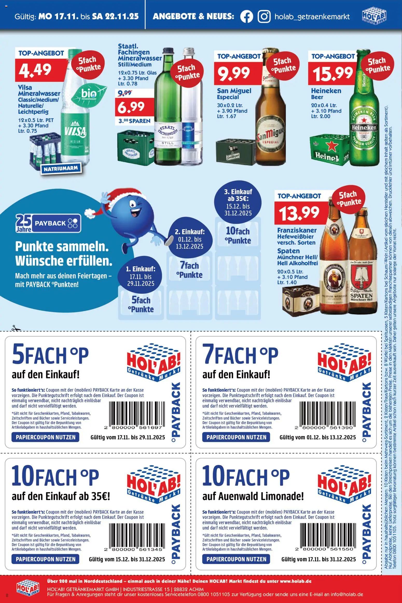 HOL’AB! Prospekt 	 – gültig ab 17.11.2025 | Seite: 8 | Produkte: Franziskaner, Limonade, Mineralwasser, Heineken