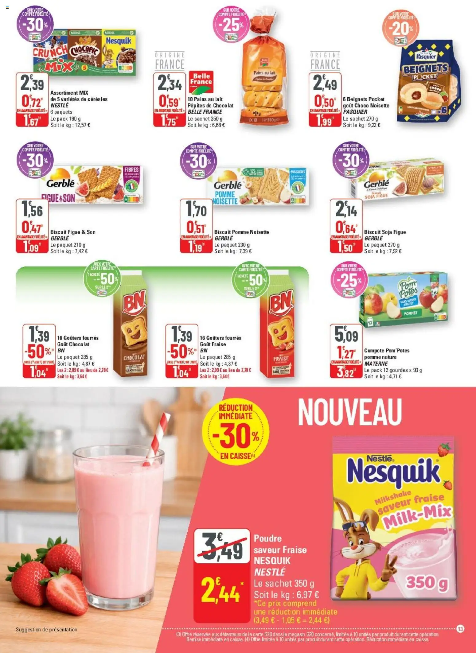 {H1} | Page: 13 | Produits: Fraise, Pains au lait, Curry, Lait