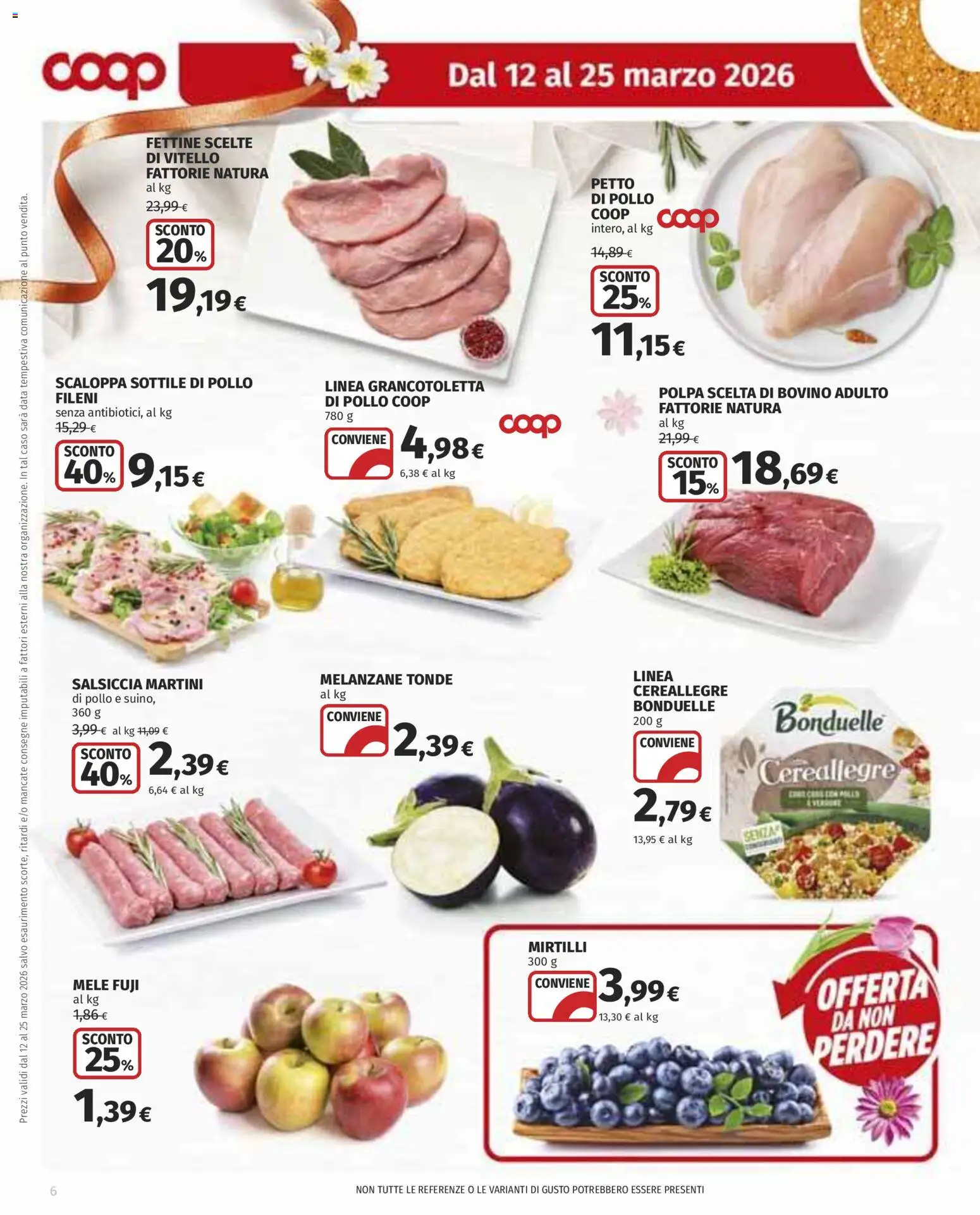 Volantino COOP del 12.03.2026 | Pagina: 6 | Prodotti: Pollo, Mele, Data, Melanzane