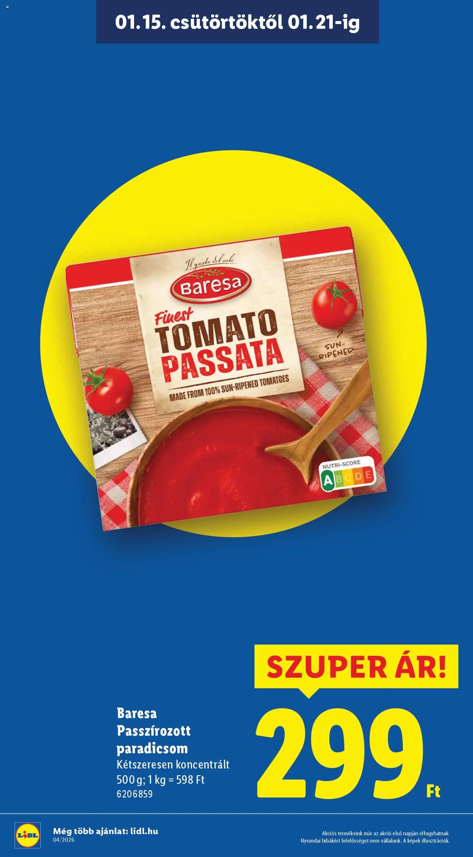 Lidl akciós ujság - amely érvényes a következő dátumtól: 15.01.2026 | Oldal: 2 | Termékek: Paradicsom