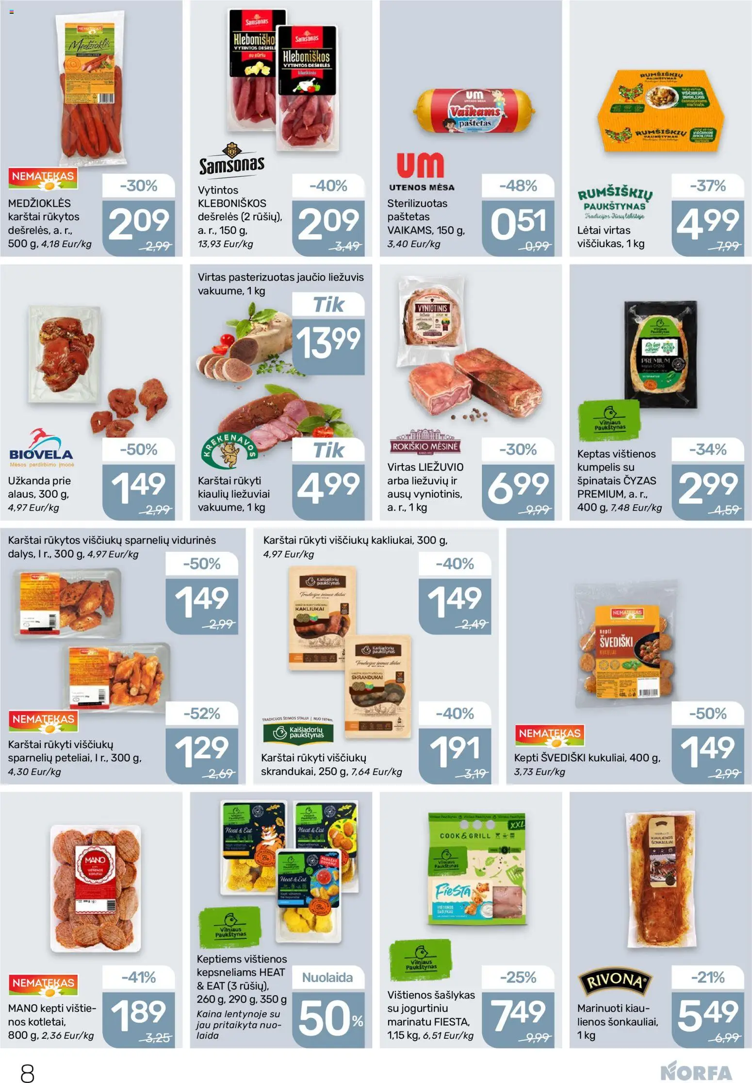 NORFA akcijos nuo 11.12.2025 | Puslapis: 8 | Prekių: Vištienos, Dešrelės, Viščiukų