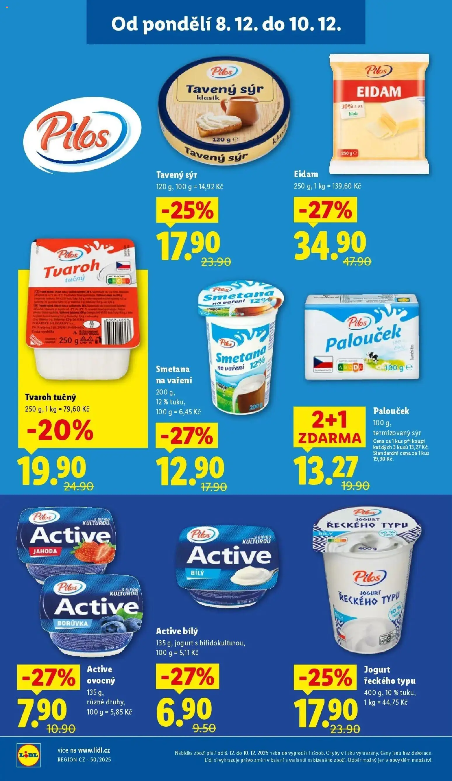 Lidl leták od 08.12.2025 | Strana: 12 | Produkty: Tavený sýr, Jogurt, Tvaroh, Tvaroh tučný