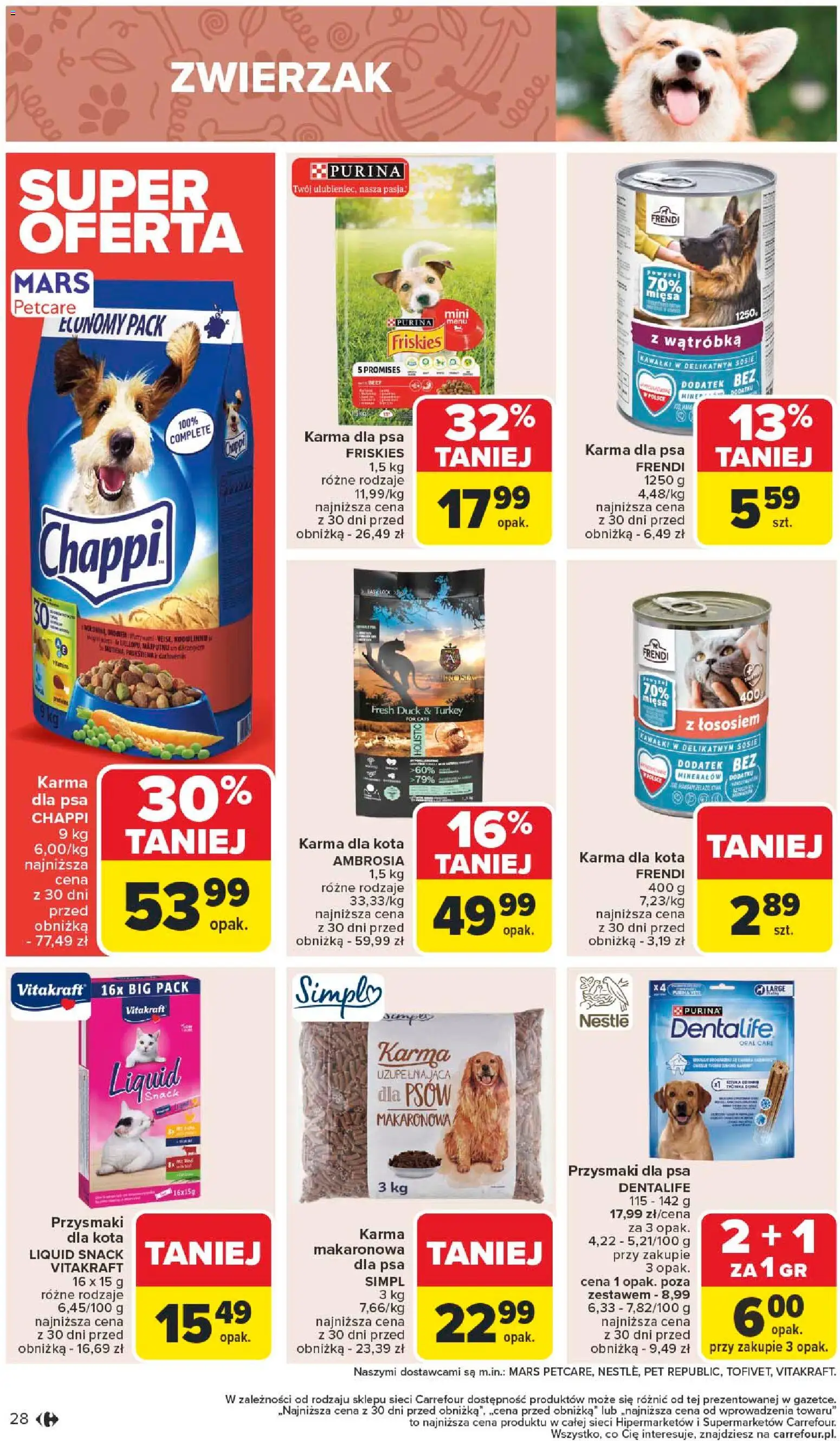 Carrefour Gazetka - Starachowice Zmieniliśmy się dla Ciebie od 27.10.2025 | Strona: 30 | Produkty: Wątróbka, Karma dla kota, Karma dla psa, Przysmaki dla psa