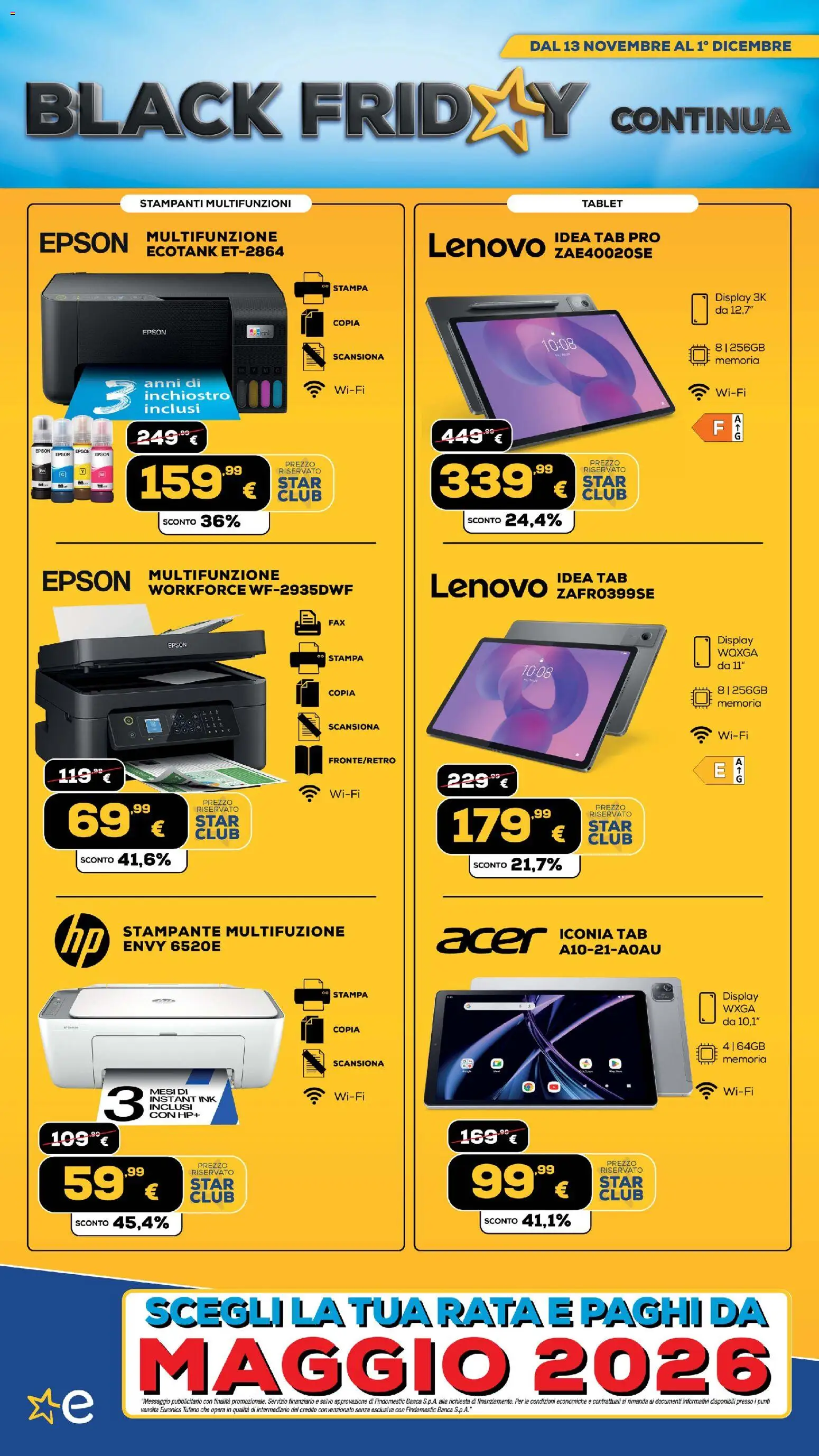 Volantino Euronics del 13.11.2025 | Pagina: 523 | Prodotti: Tablet, Stampante, Stampa