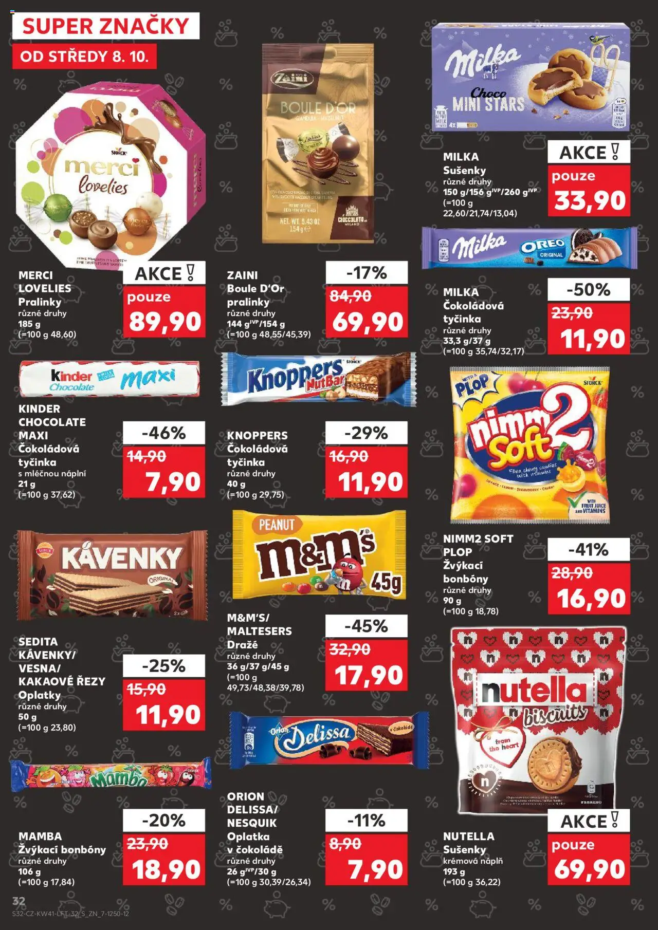 Kaufland leták od 08.10.2025 | Strana: 32 | Produkty: Cookies, Merci, Sušenky, Nutella