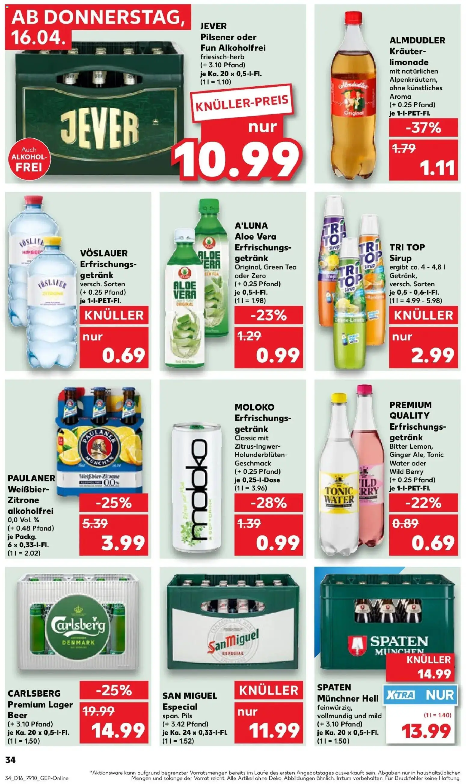 Kaufland Prospekt Marktredwitz	 – gültig ab 16.04.2026 | Seite: 34 | Produkte: Bier, Pils, Limonade, Paulaner
