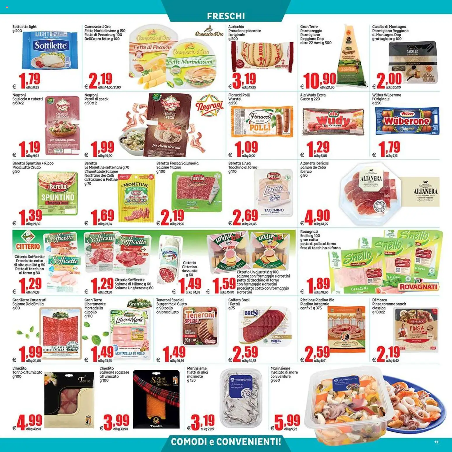 Volantino Elite Supermercati del 09.01.2026 | Pagina: 11 | Prodotti: Provolone, Tacchino, Wurstel, Mortadella