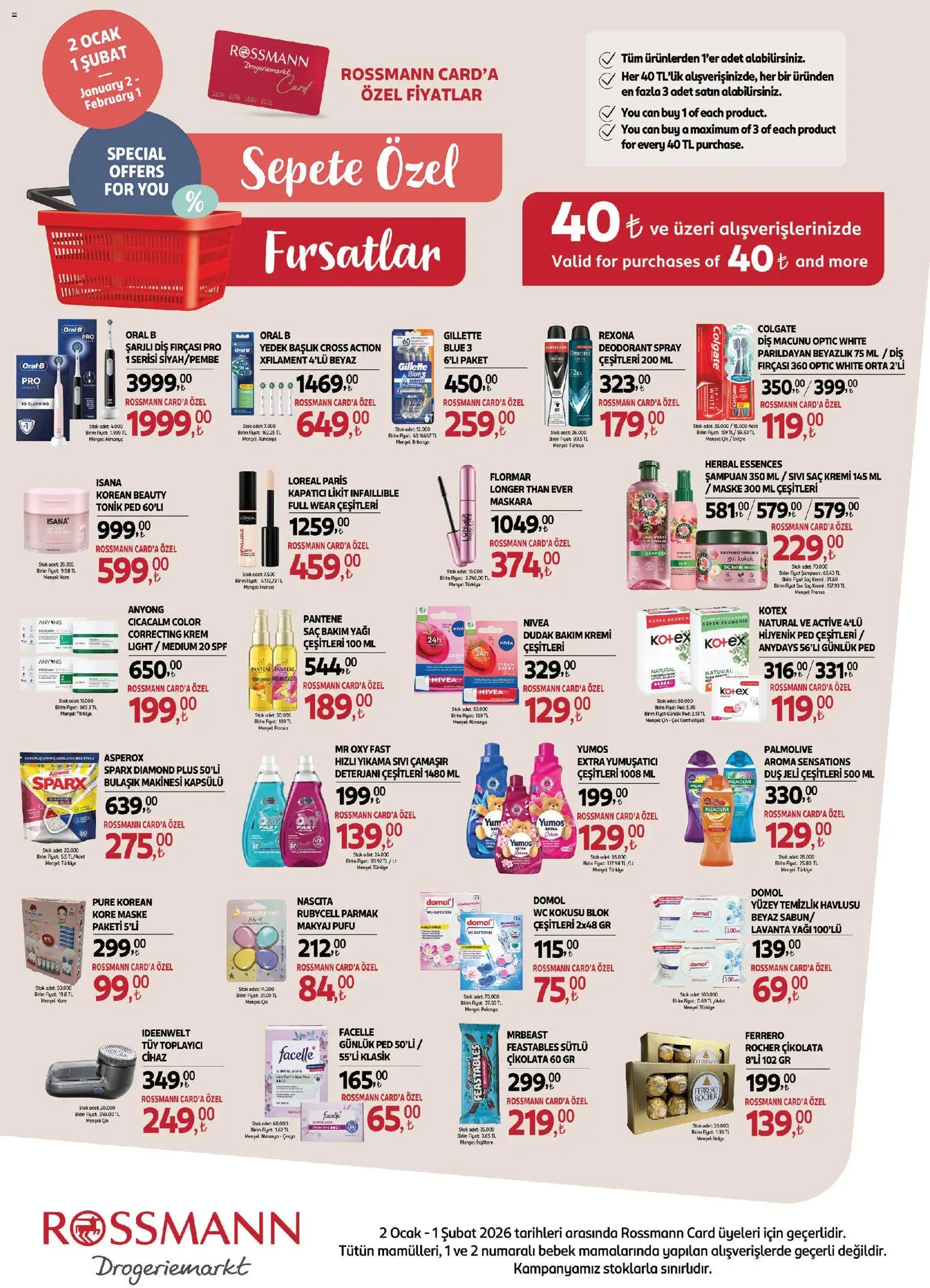 Rossmann İndirim - 02.01.2026 tarihinden itibaren geçerlidir | Sayfa: 6 | Ürünler: Deodorant, Diş macunu, Çikolata, Ocak