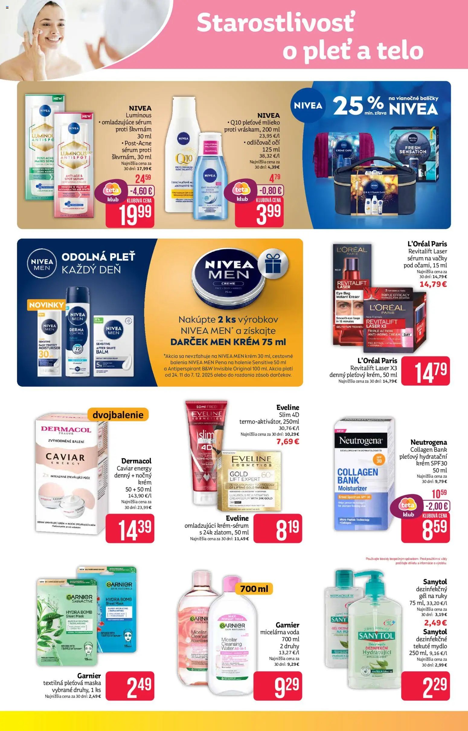Nové Teta drogerie akcie – leták je platný od 24.11.2025 | Strana: 6 | Produkty: Laser, Odličovač očí, Krém, Voda