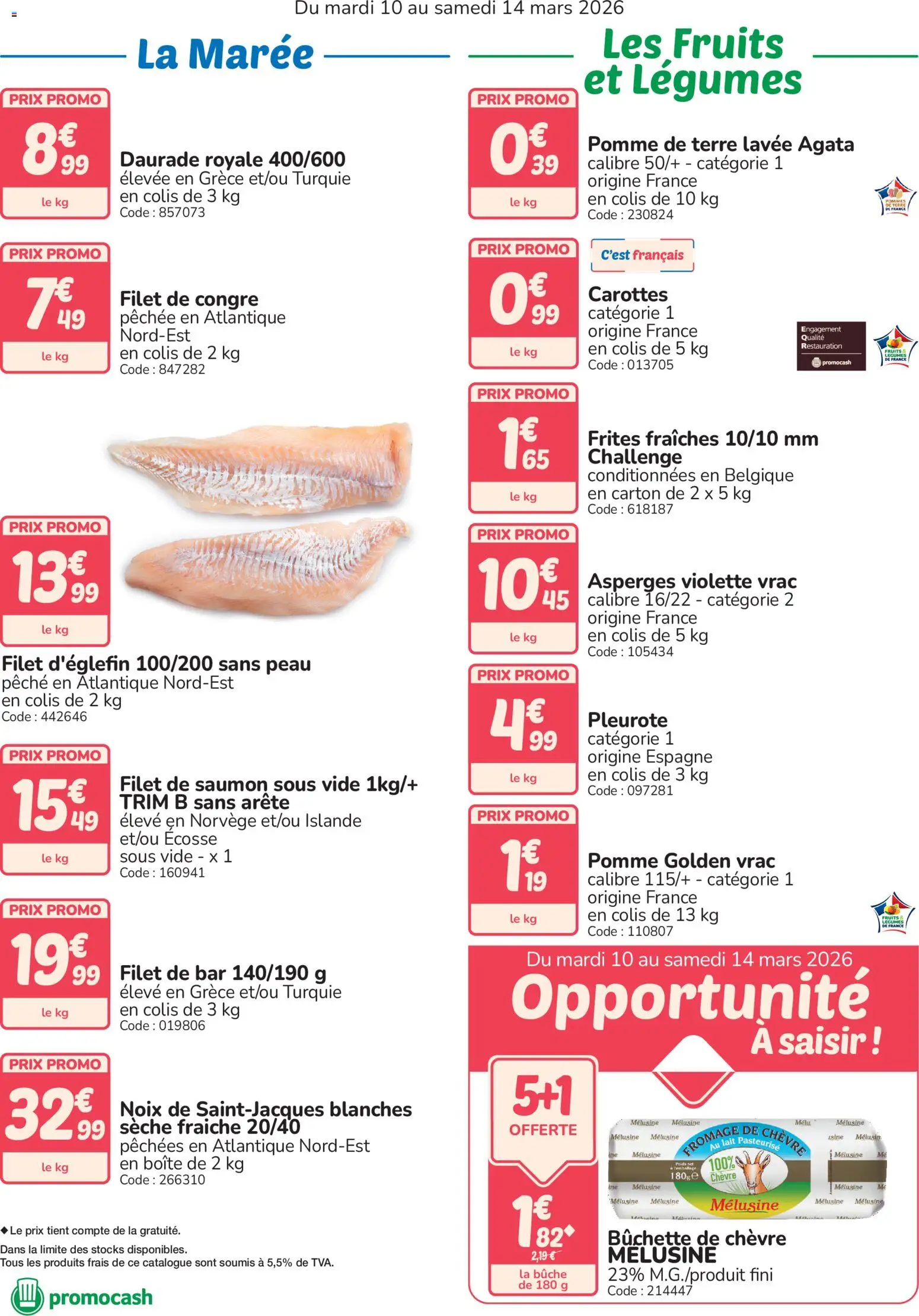 {H1} | Page: 2 | Produits: Fromage de chèvre, Filet de saumon, Lait, Daurade royale