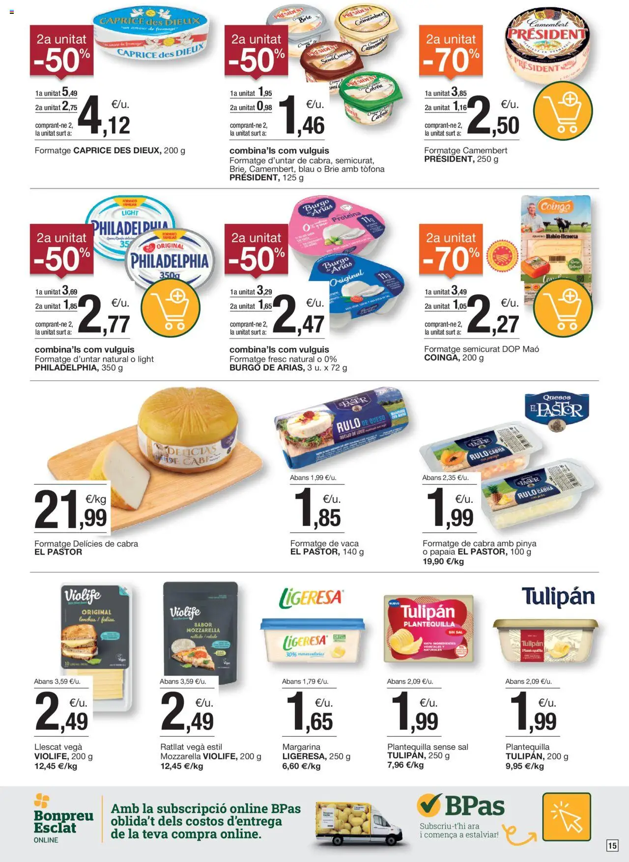 Bonpreu folleto │ válido desde el 10.06.2025 | Página: 15 | Productos: Queso, Margarina