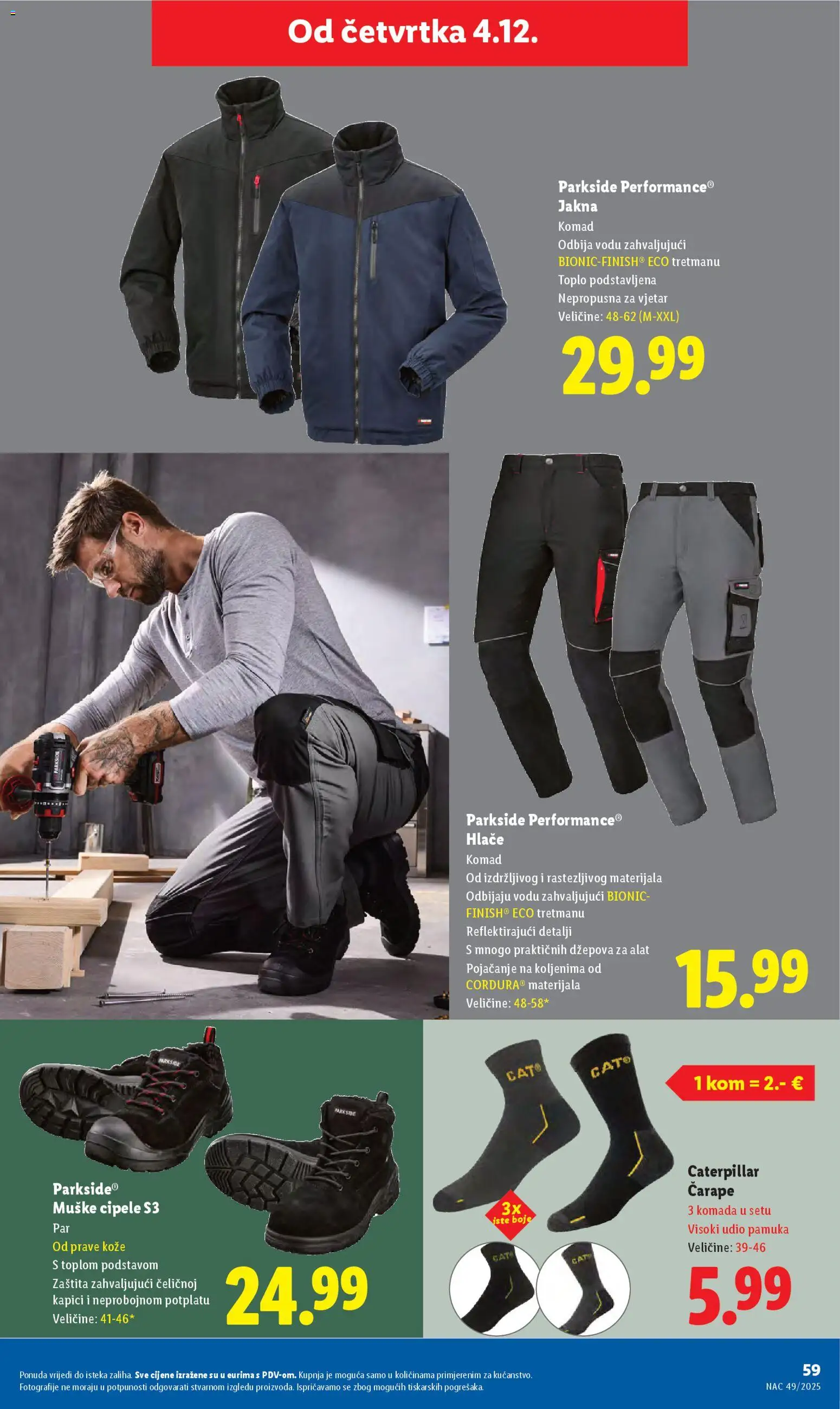 Lidl katalog | vrijedi od 01.12.2025 | Stranica: 59 | Proizvodi: Jakna, Hlače, Čarape, Alat
