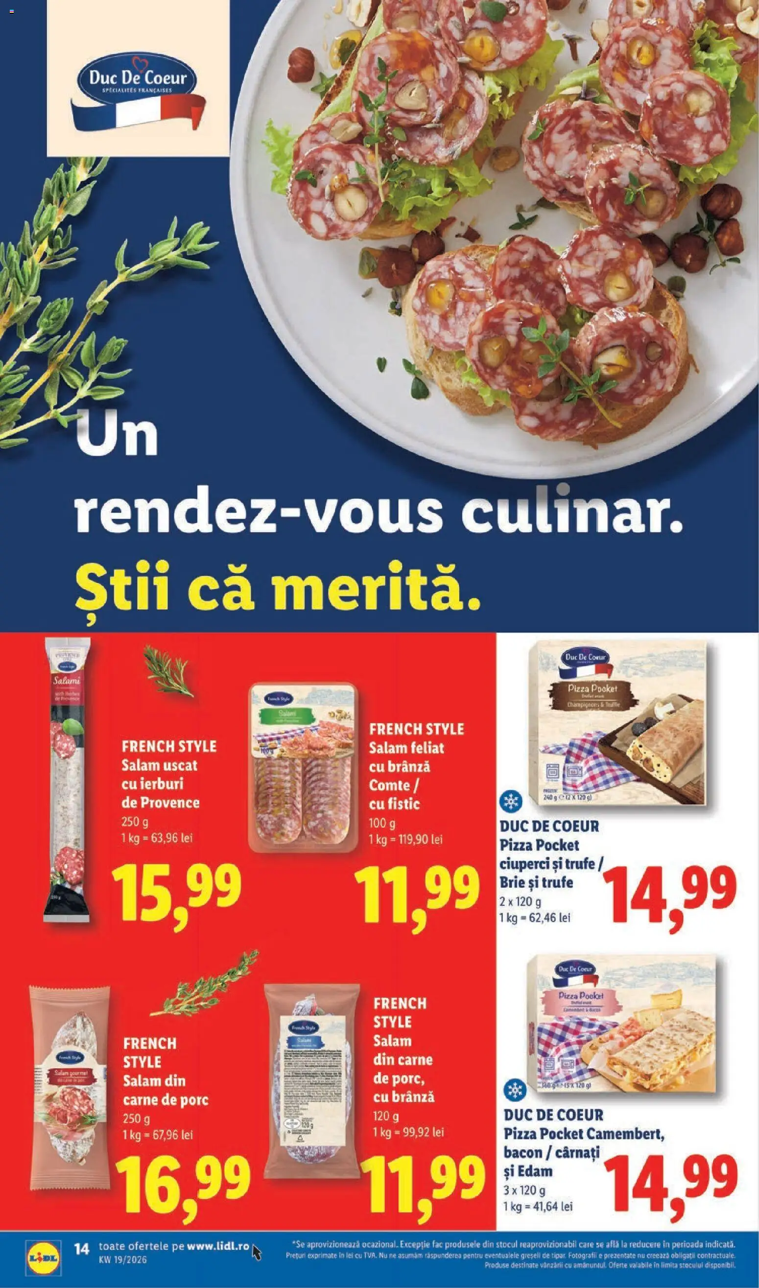 Noul catalog Lidl – valabil de la 04.05.2026 | Pagină: 14 | Produse: Delgeç, Salam, Fistic, Cârnați