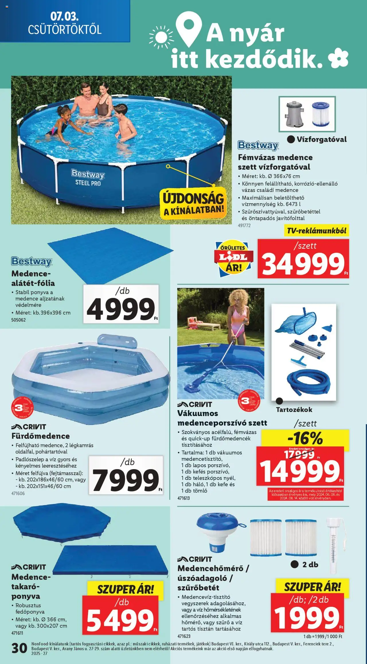 Lidl akciós ujság - amely érvényes a következő dátumtól: 03.07.2025 | Oldal: 30 | Termékek: Játékok, Takaró, Medence, Kefe